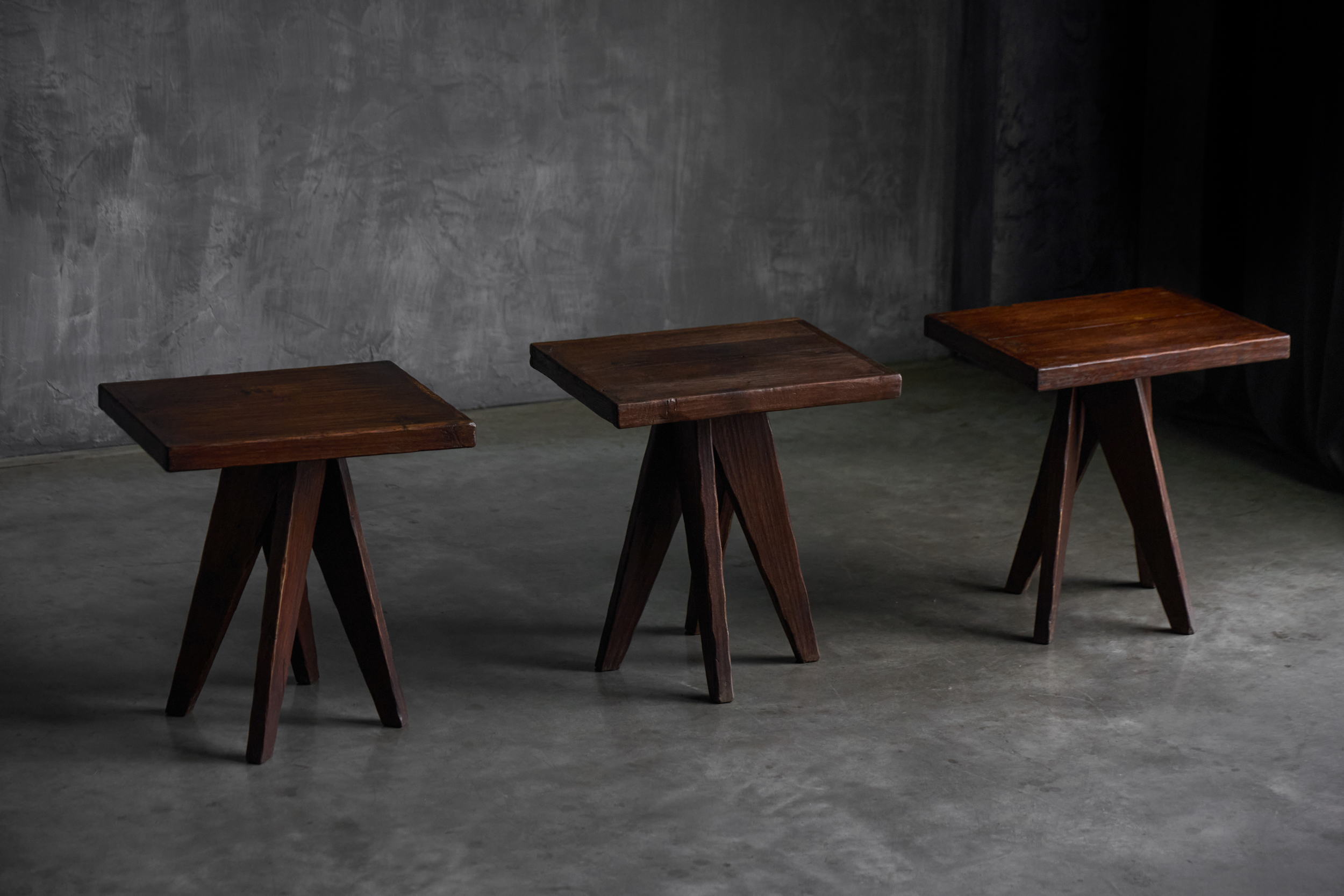 Brutalist Wooden Tables, France - Mid-20th Century