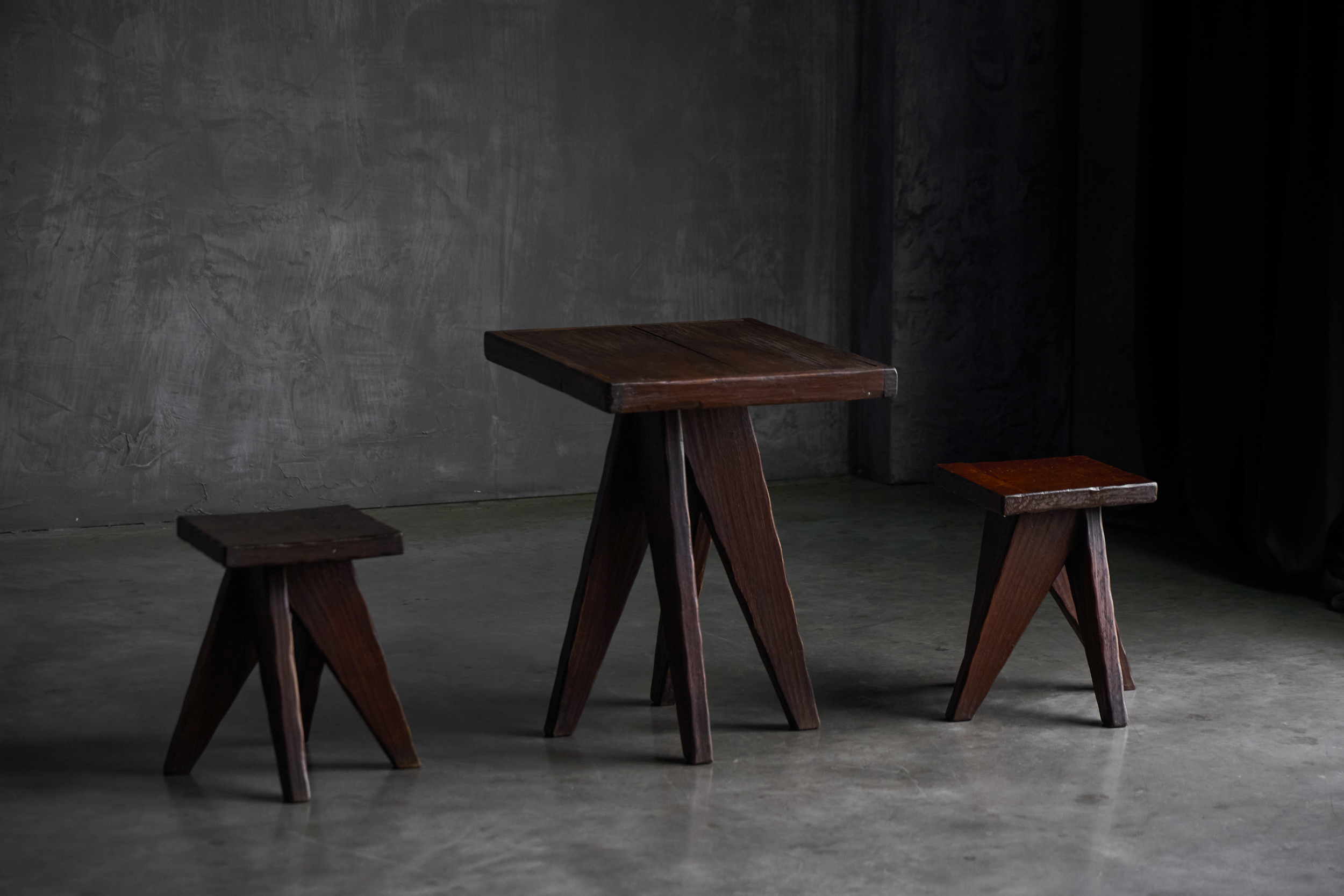 Brutalist Tabouret Stools, France - Mid-20th Century