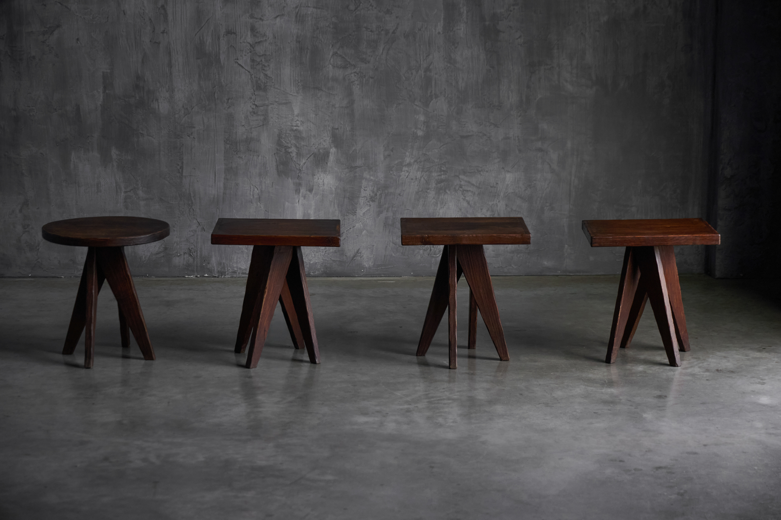 Brutalist Wooden Tables, France - Mid-20th Century