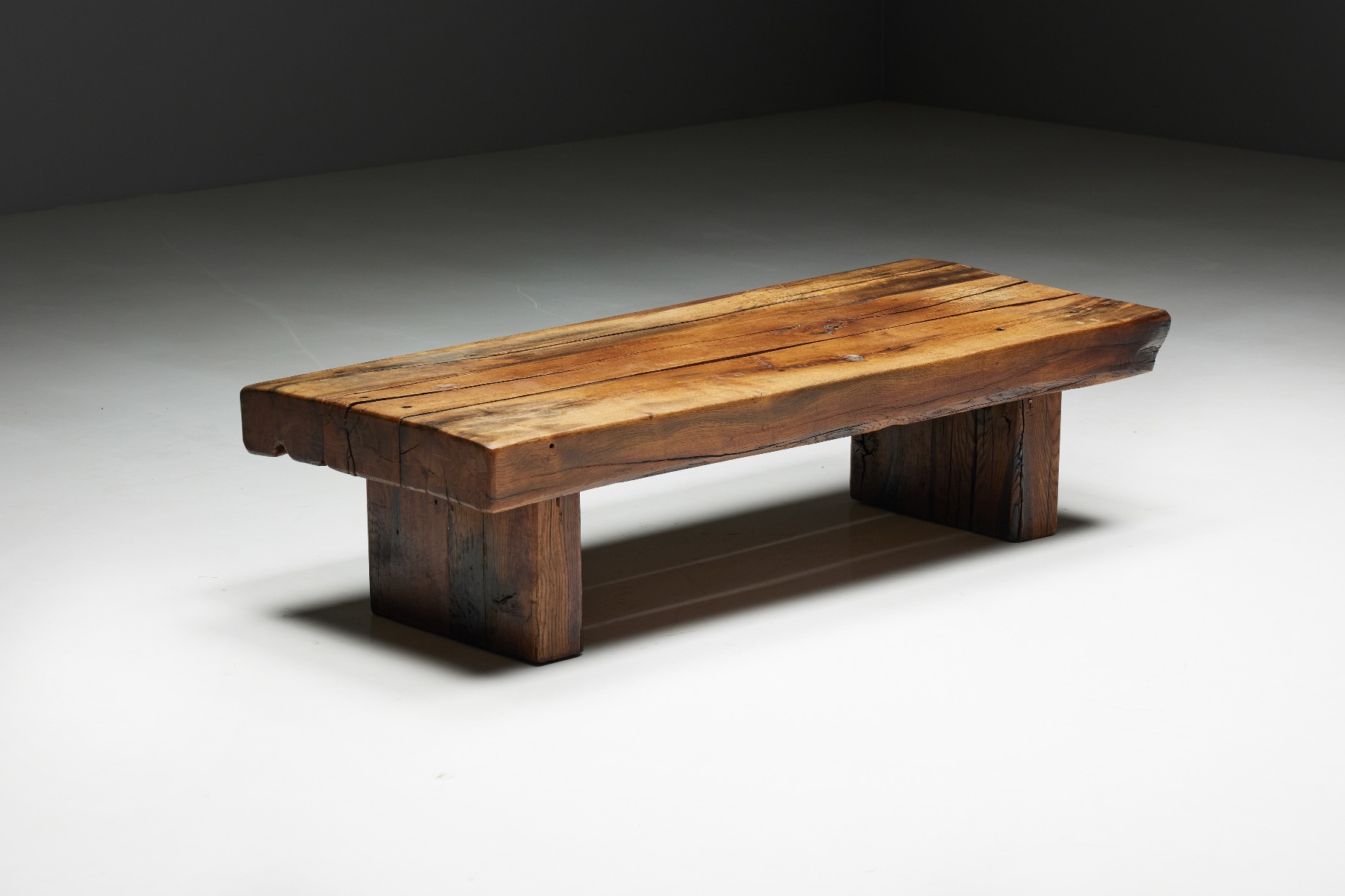 Brutalist Wooden Coffee Table - 1950s