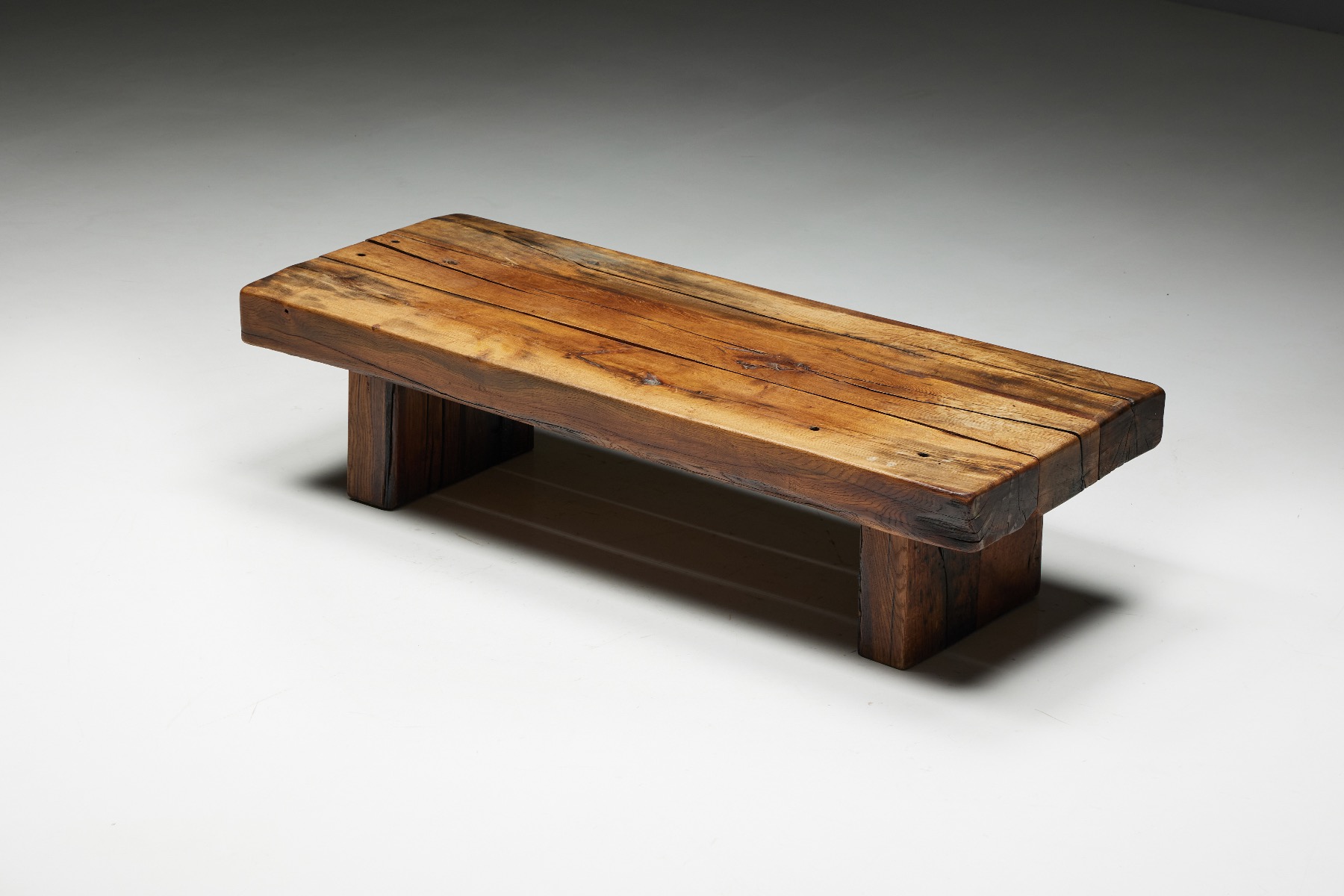 Brutalist Wooden Coffee Table - 1950s