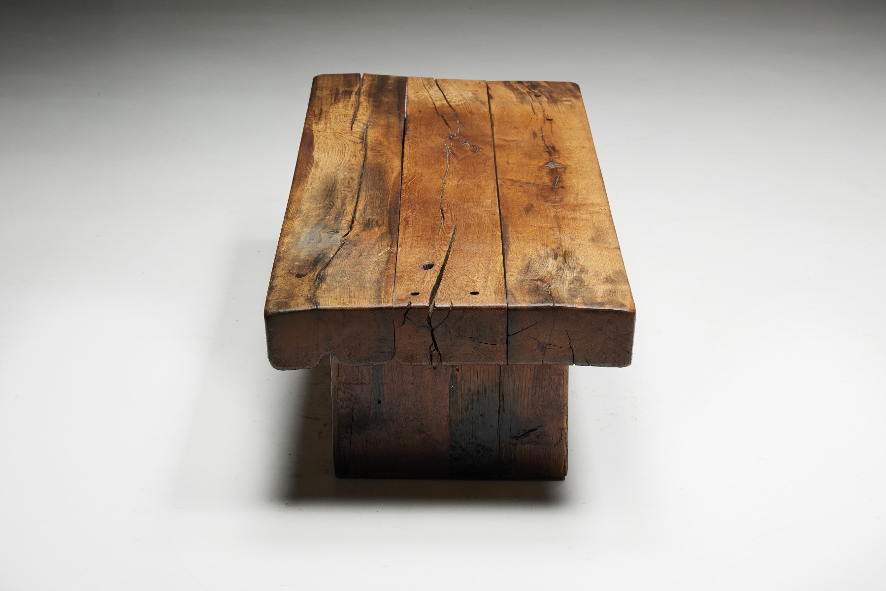 Brutalist Wooden Coffee Table - 1950s