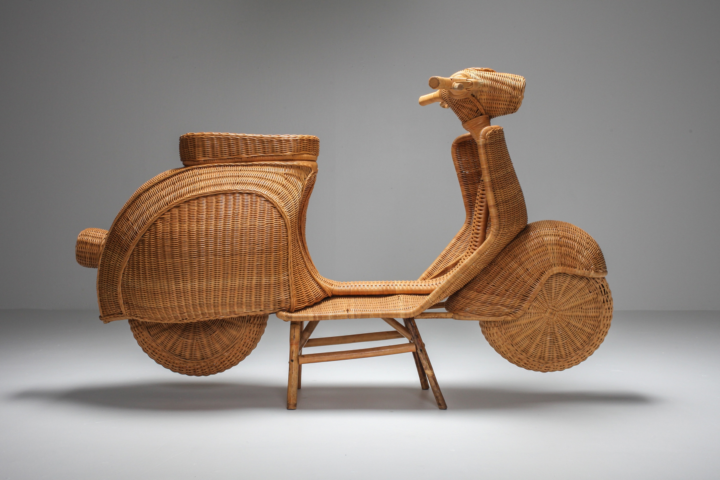 Bamboo wicker Vespa scooter - 1970s