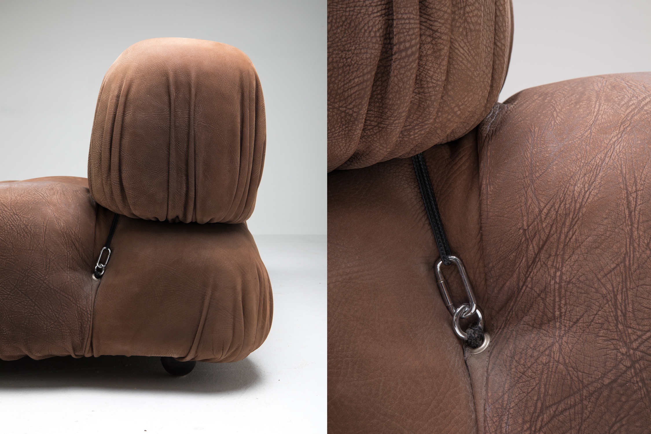Camaleonda Lounge Chairs In Original Brown Leather by Mario Bellini - 1970s