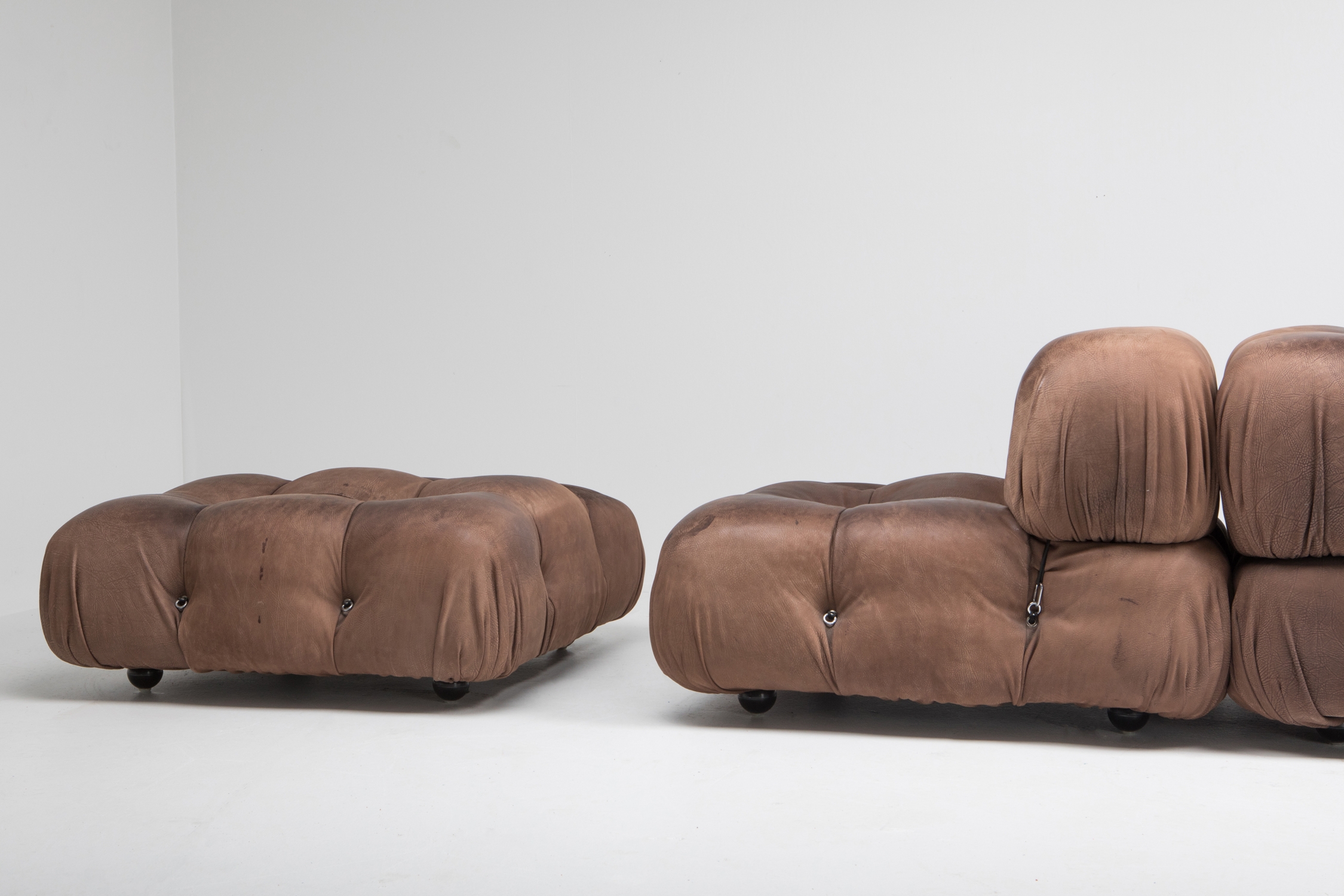 Camaleonda Lounge Chairs In Original Brown Leather by Mario Bellini - 1970s