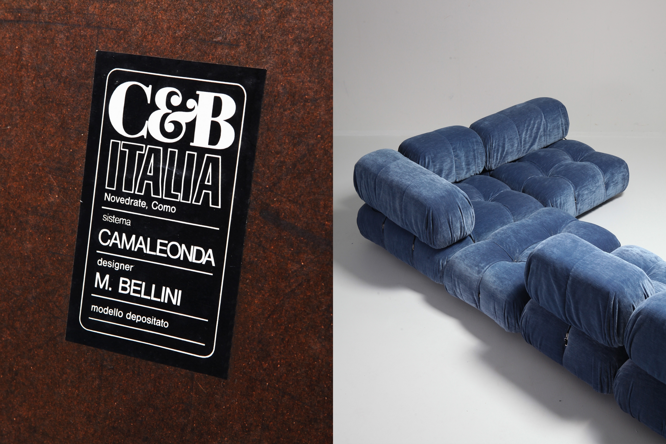 Mario Bellini Camaleonda Sectional Sofa in Blue Velvet - 1970s