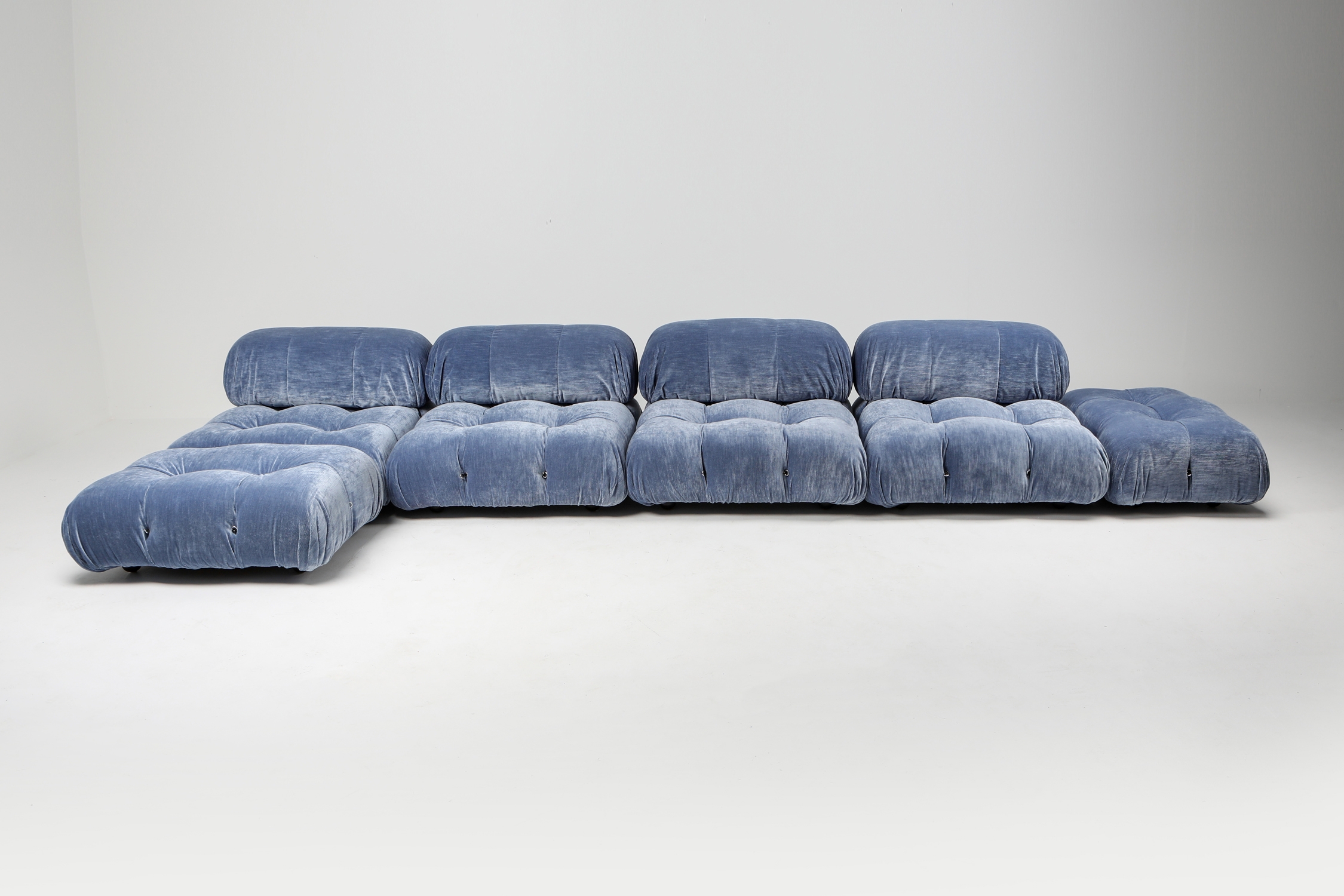 Mario Bellini Sky Blue Velvet Camaleonda Modular Couch - 1970s