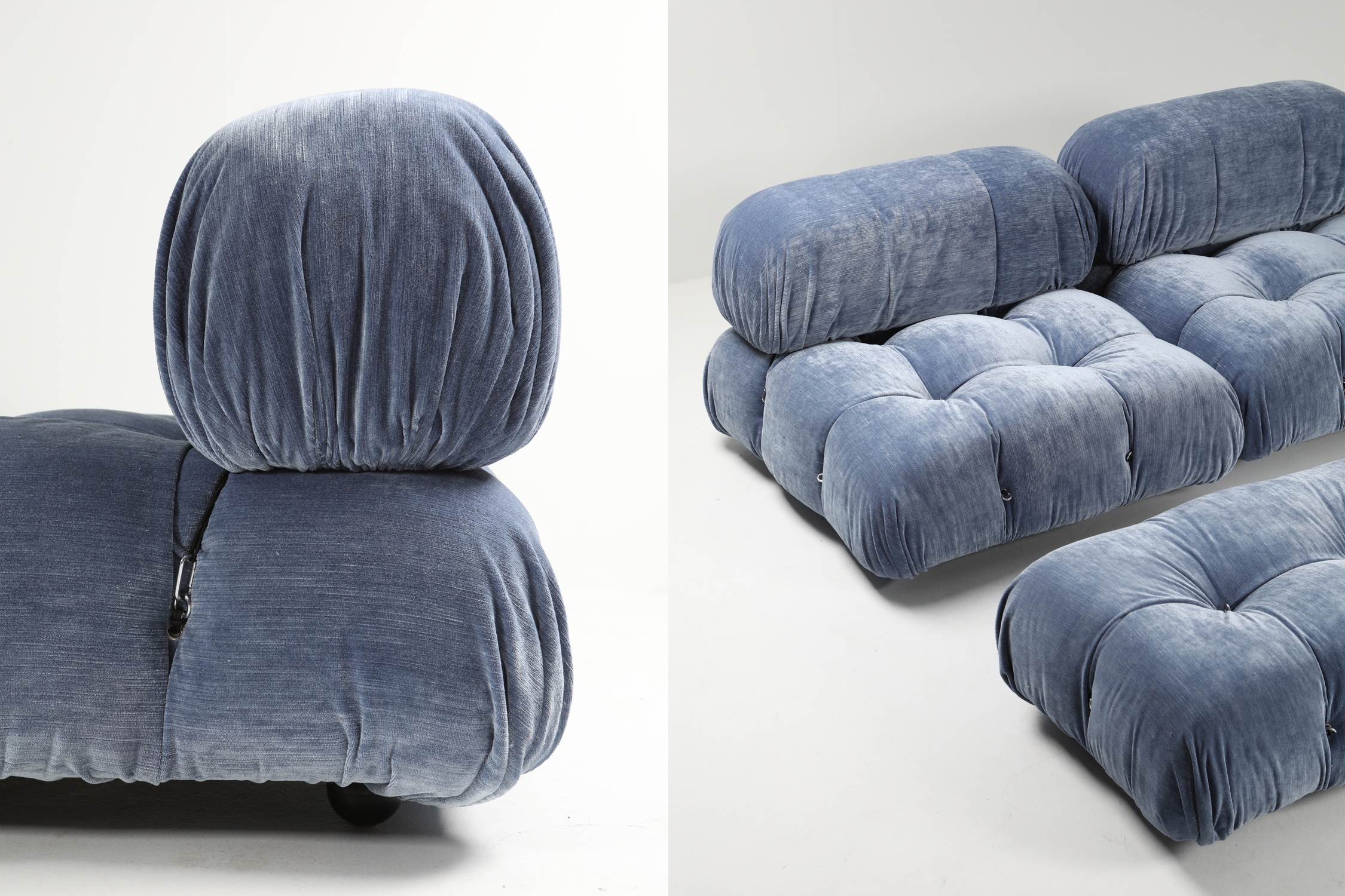 Mario Bellini Sky Blue Velvet Camaleonda Modular Couch - 1970s