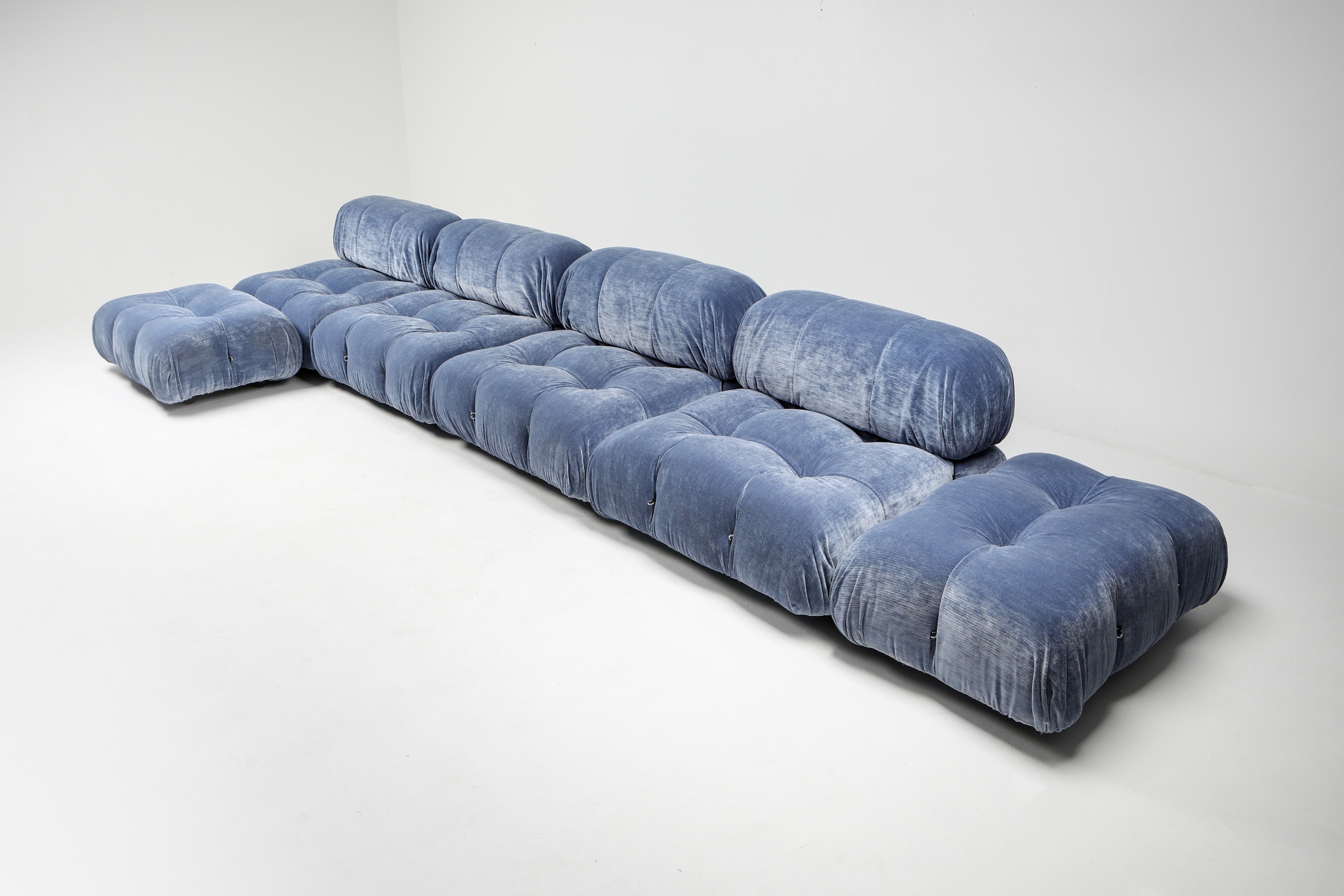 Mario Bellini Sky Blue Velvet Camaleonda Modular Couch - 1970s