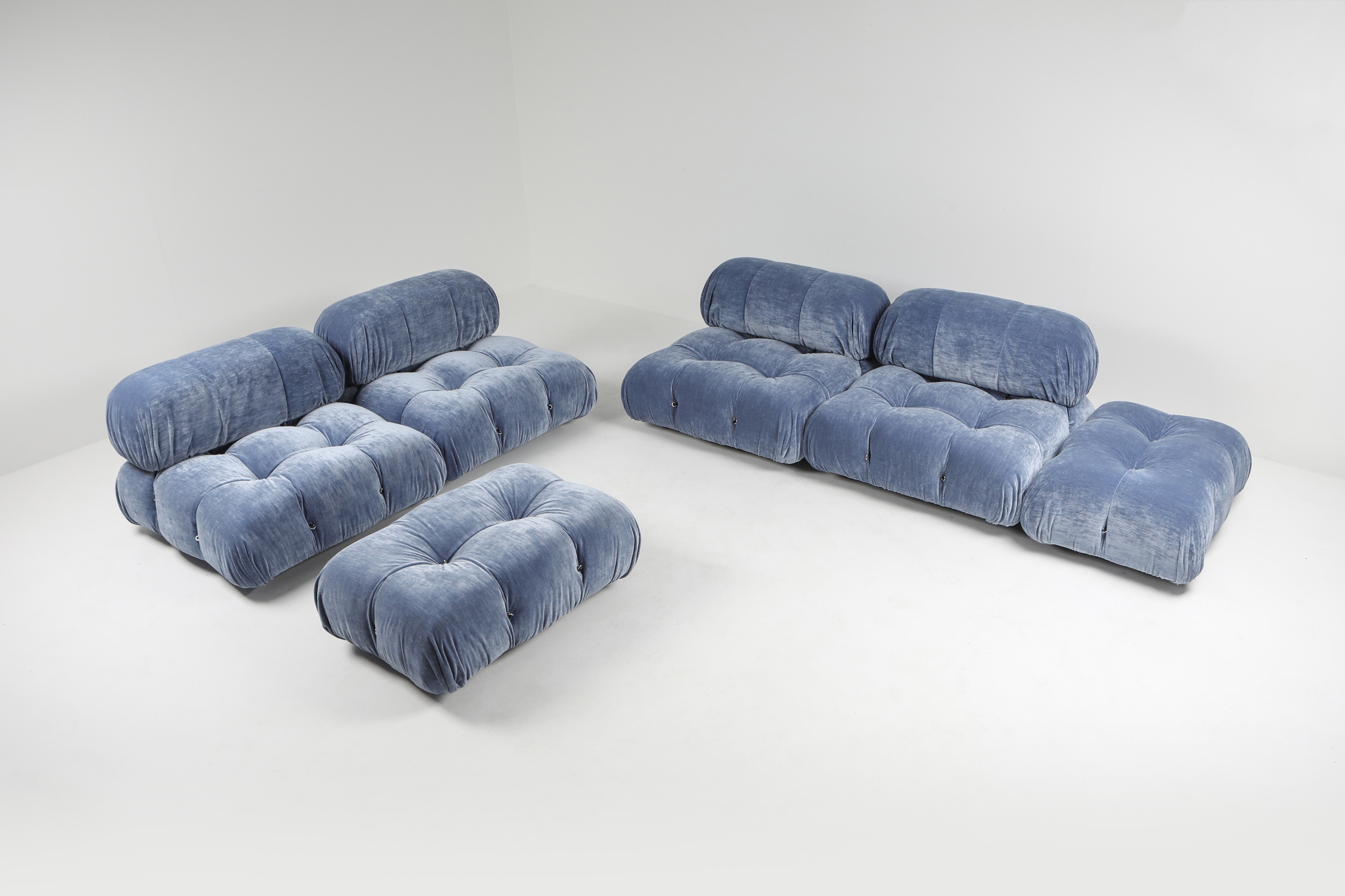 Mario Bellini Sky Blue Velvet Camaleonda Modular Couch - 1970s