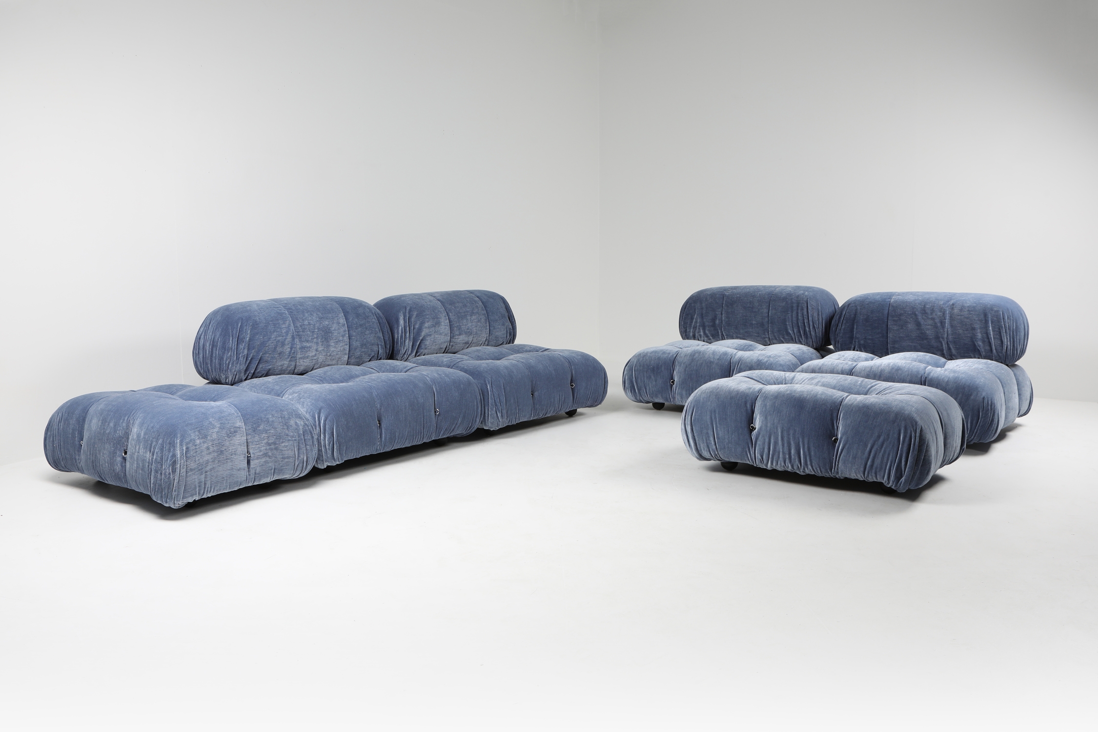 Mario Bellini Sky Blue Velvet Camaleonda Modular Couch - 1970s