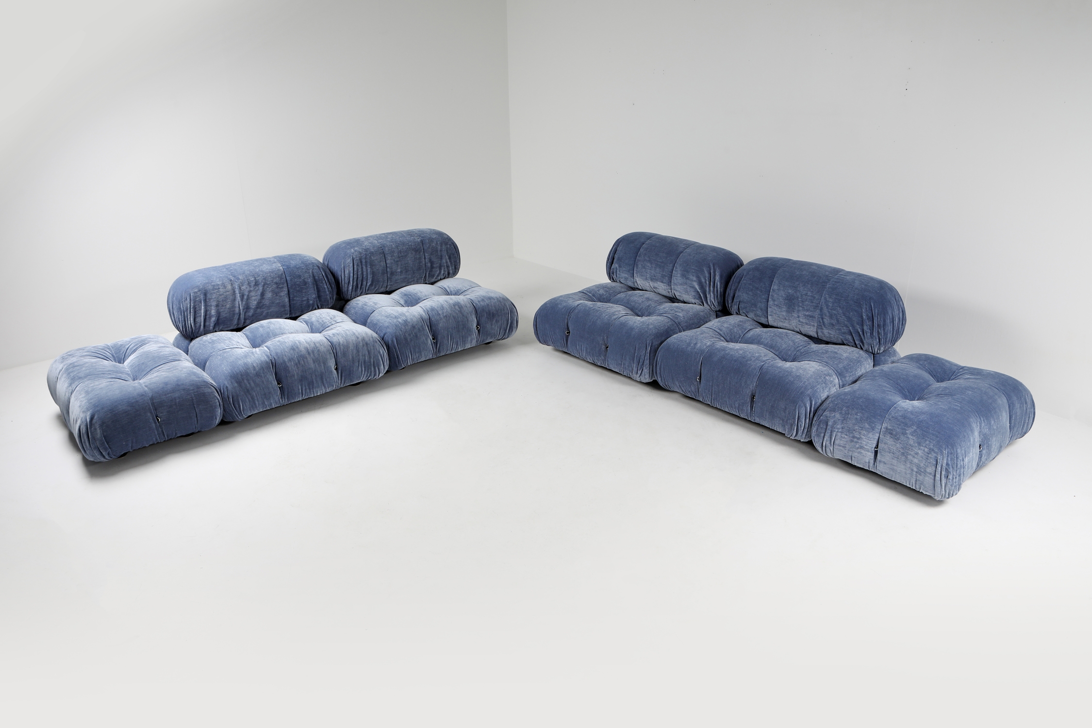 Mario Bellini Sky Blue Velvet Camaleonda Modular Couch - 1970s