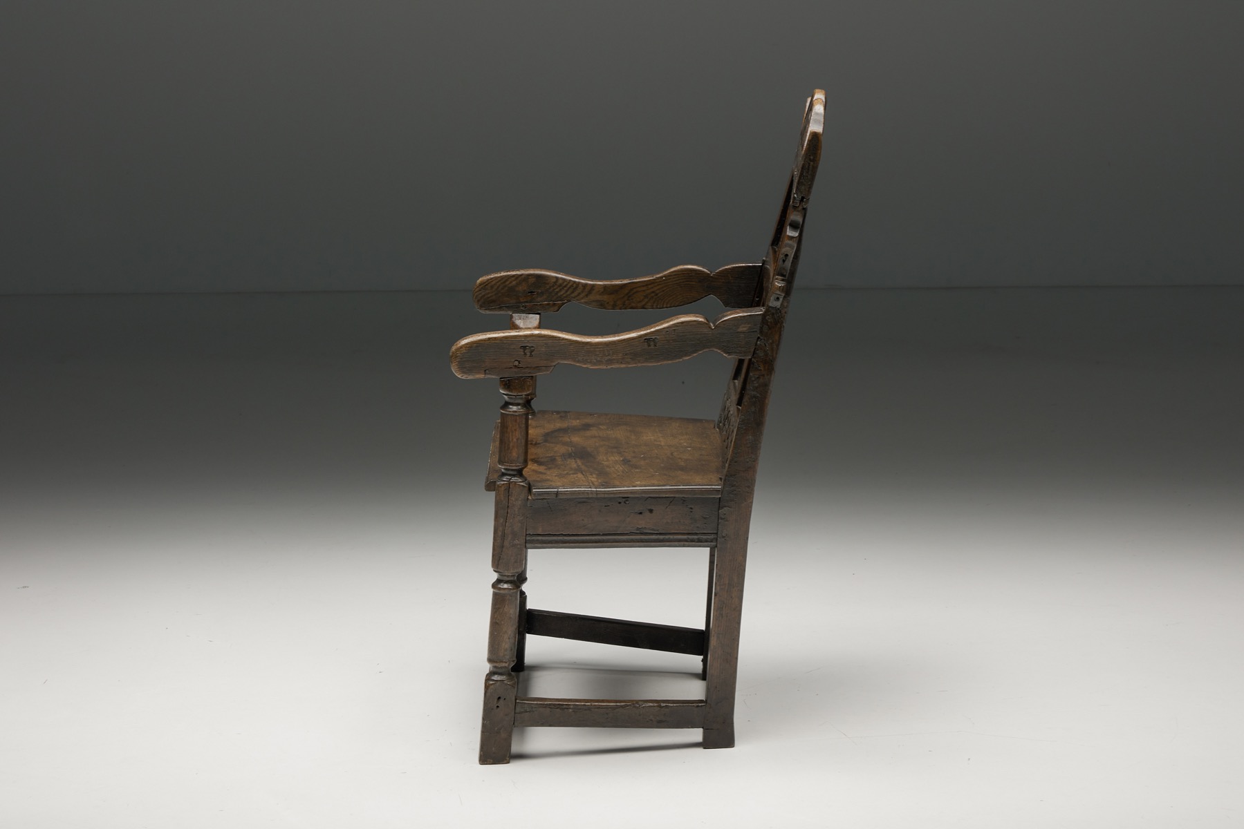 English Carved Oak Armchair - 17th Century