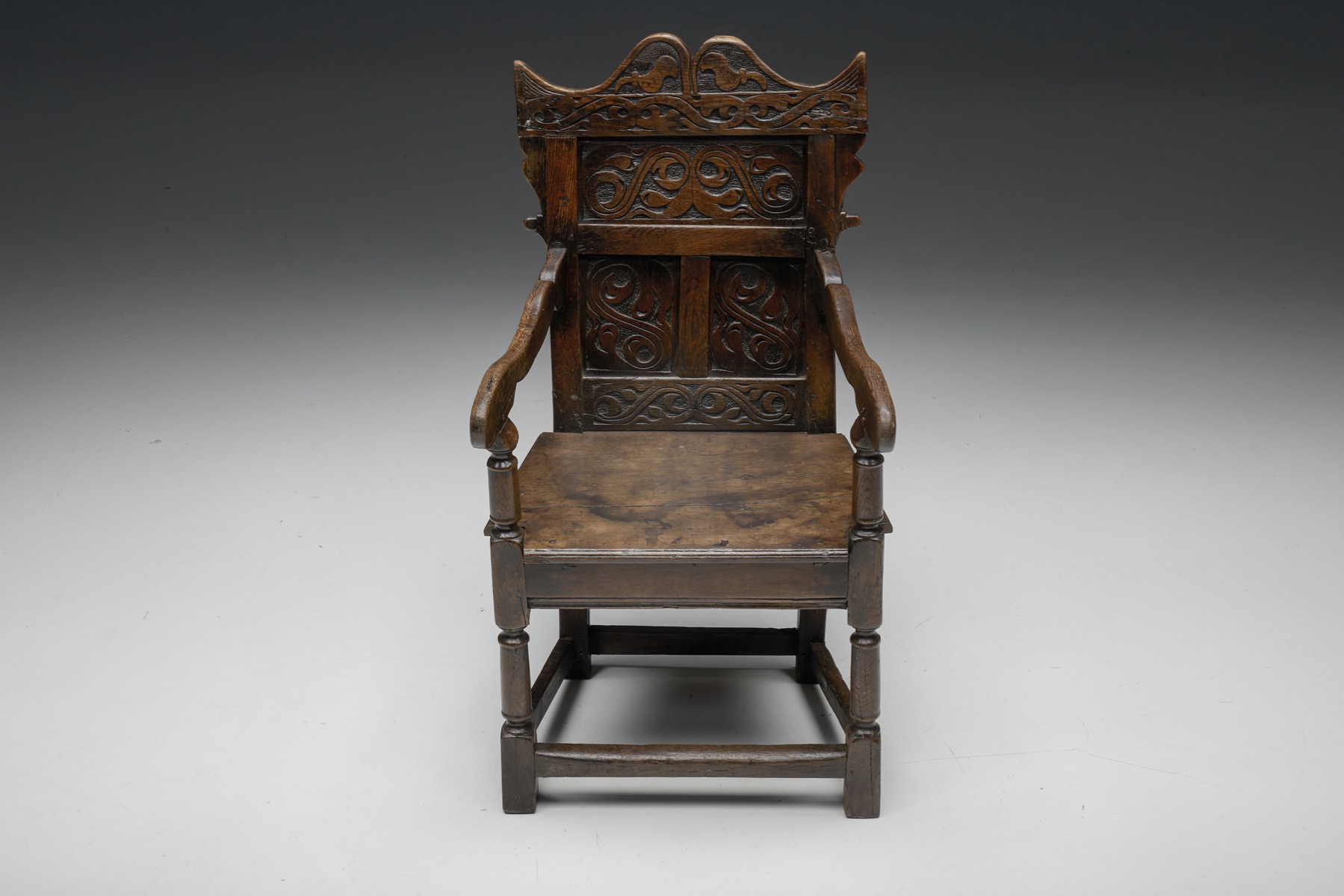 English Carved Oak Armchair - 17th Century