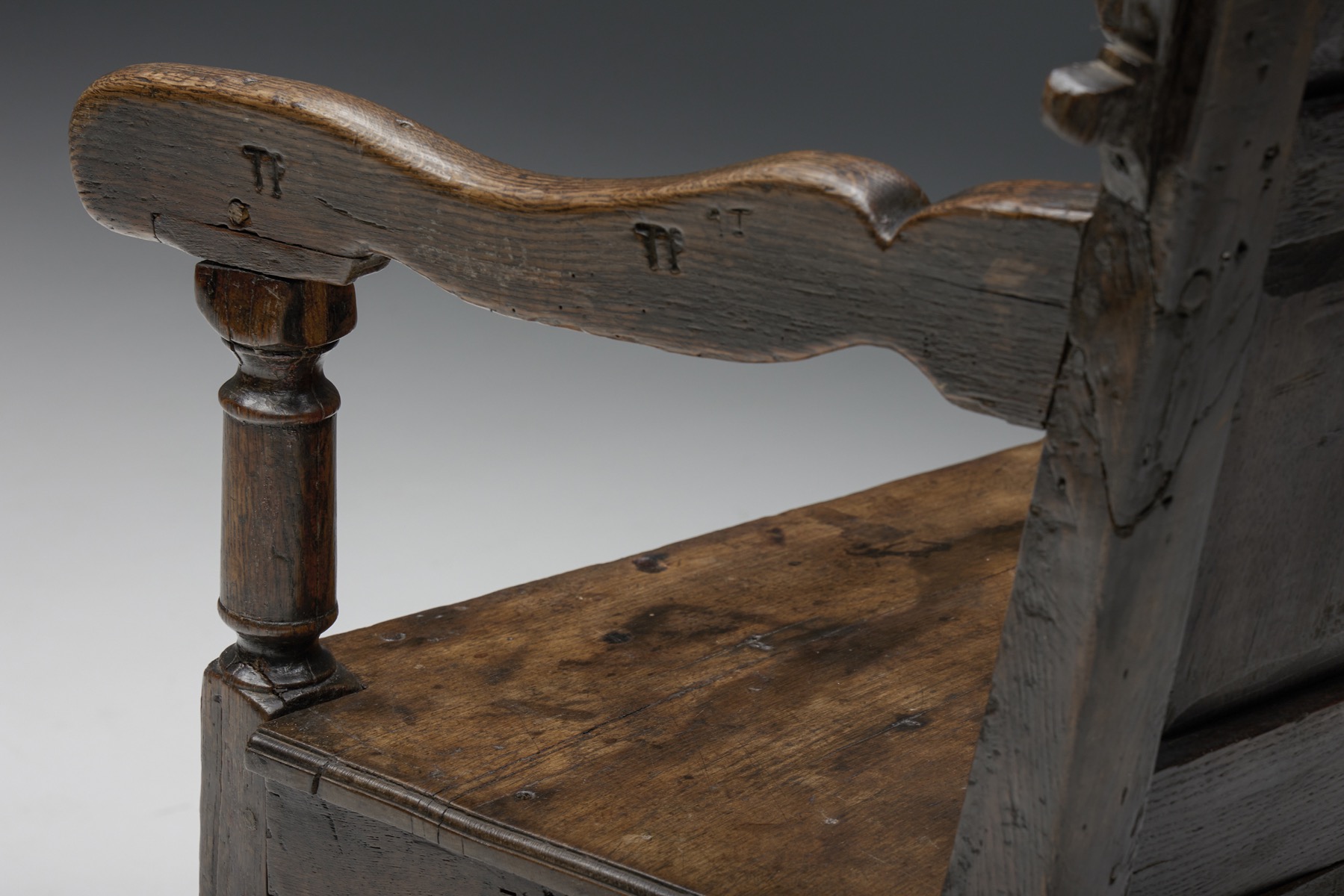 English Carved Oak Armchair - 17th Century