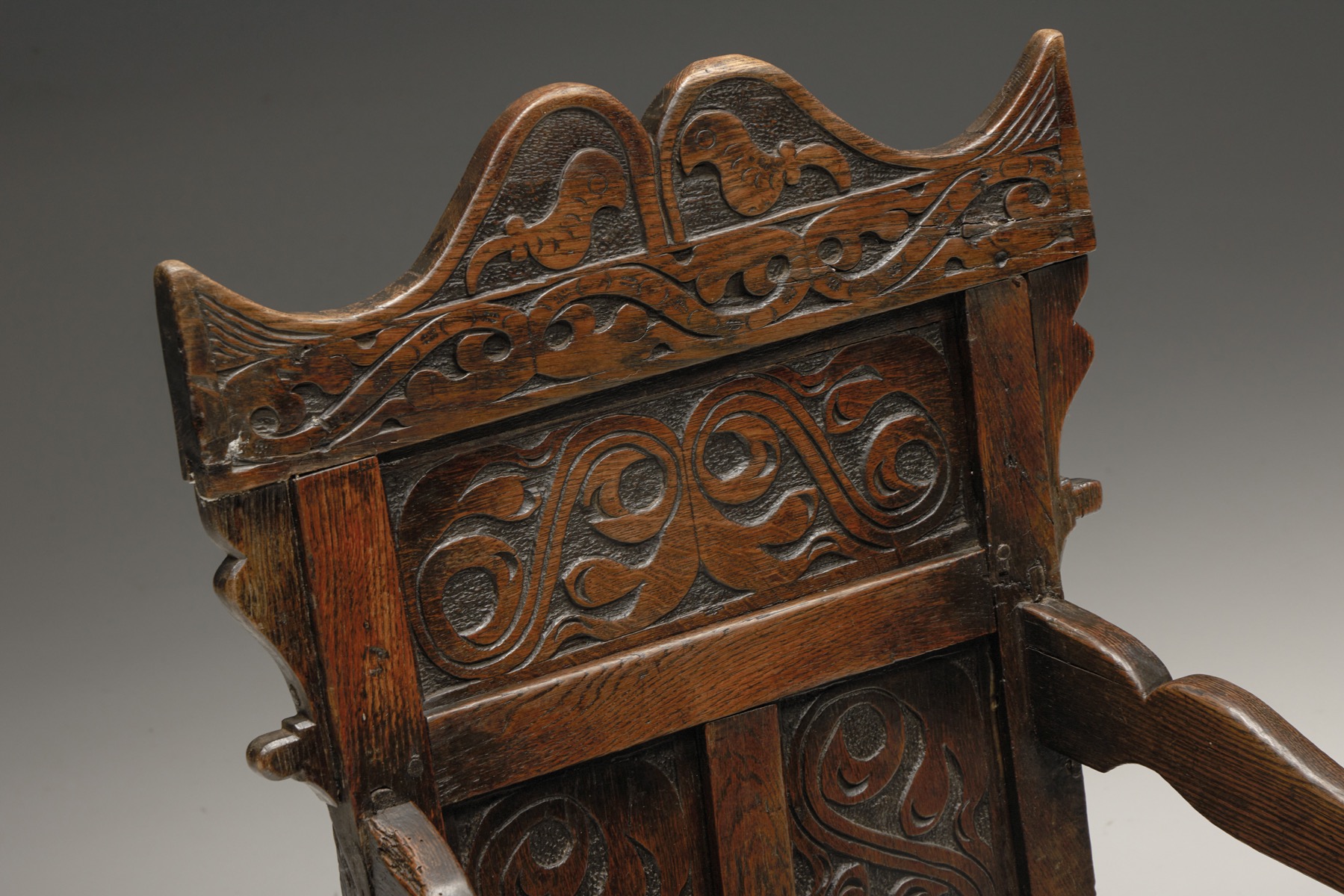 English Carved Oak Armchair - 17th Century
