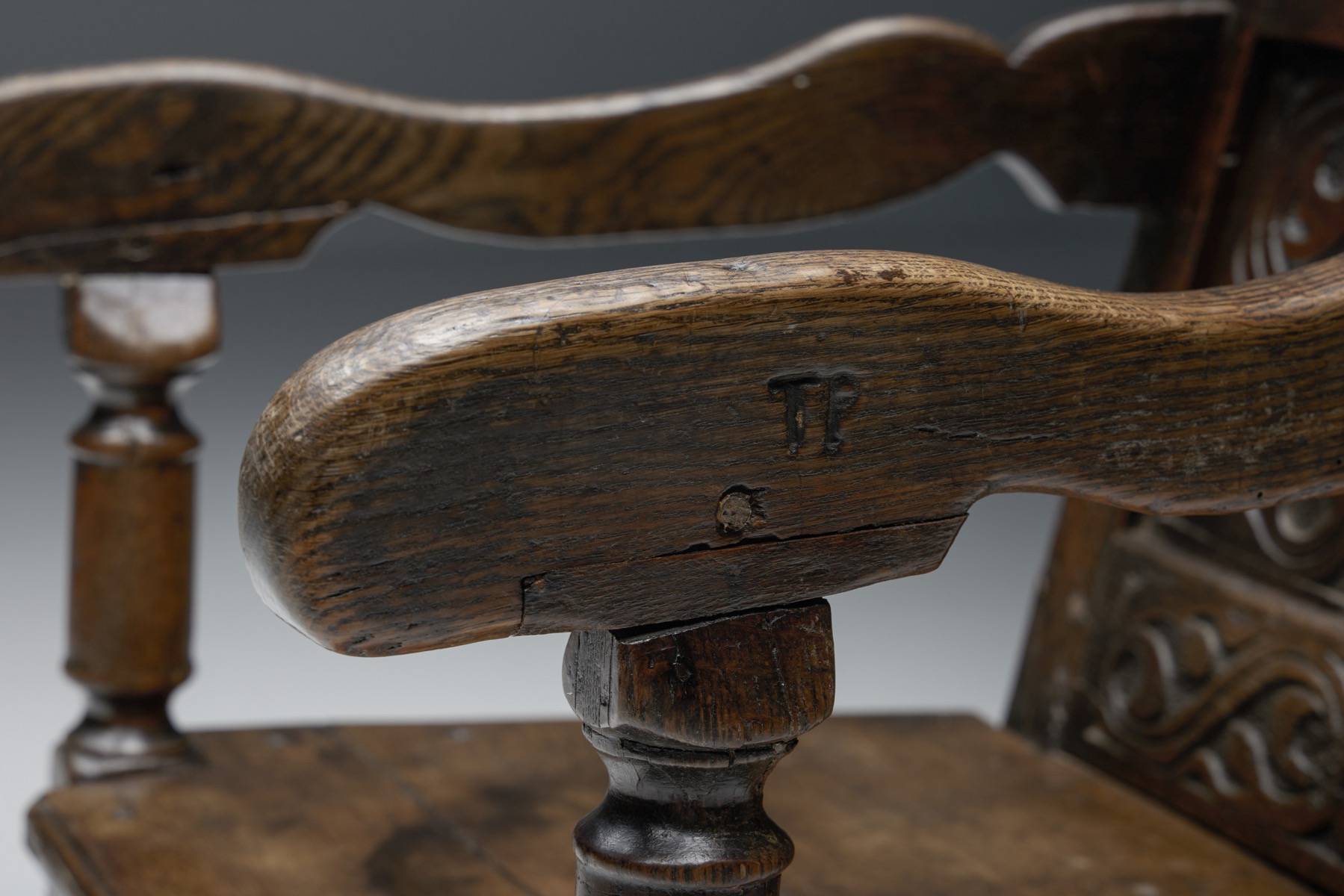 English Carved Oak Armchair - 17th Century