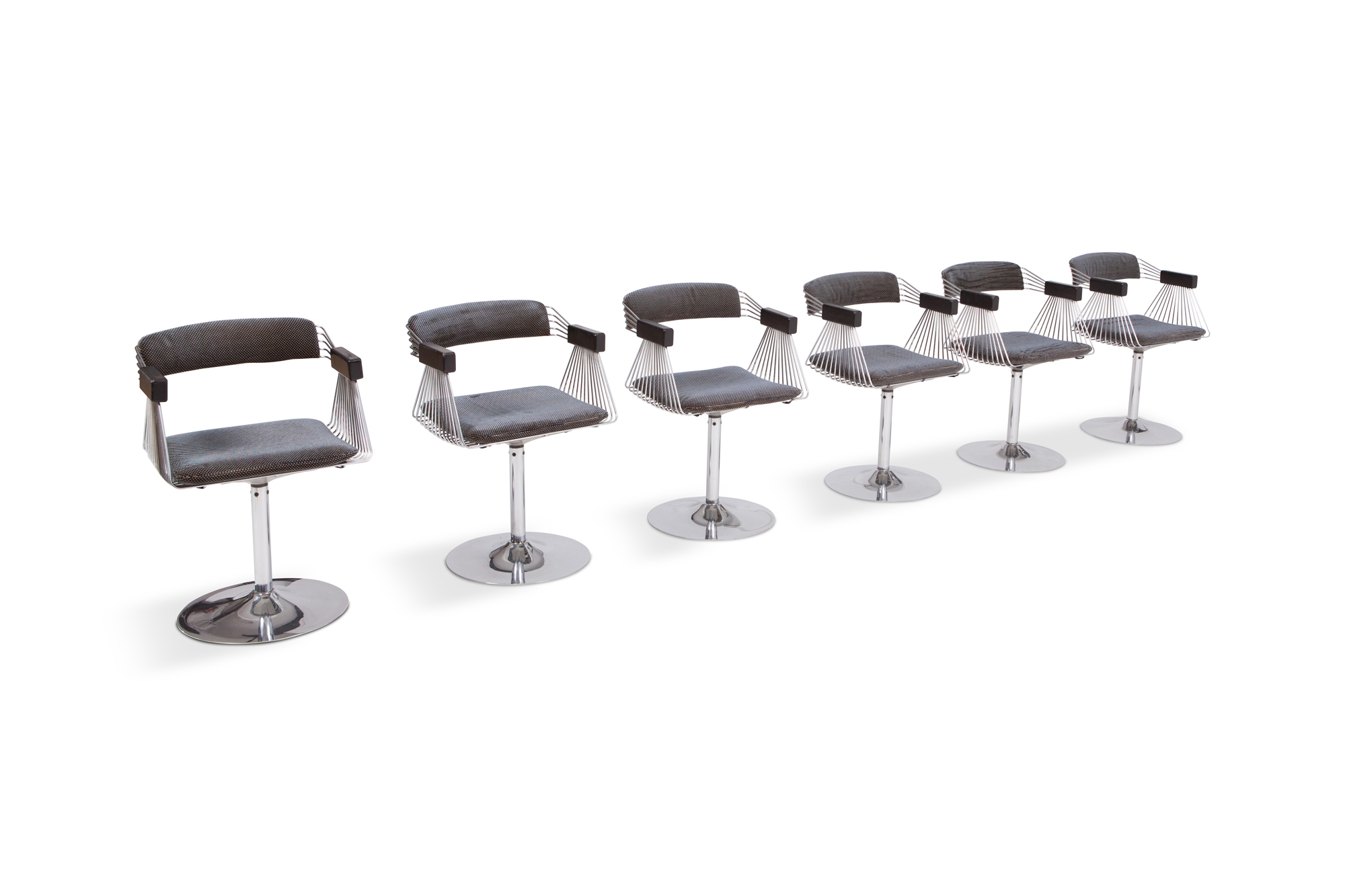 Rudi Verelst Space Age Swivel Armchairs In Chromed Steel - 1970s