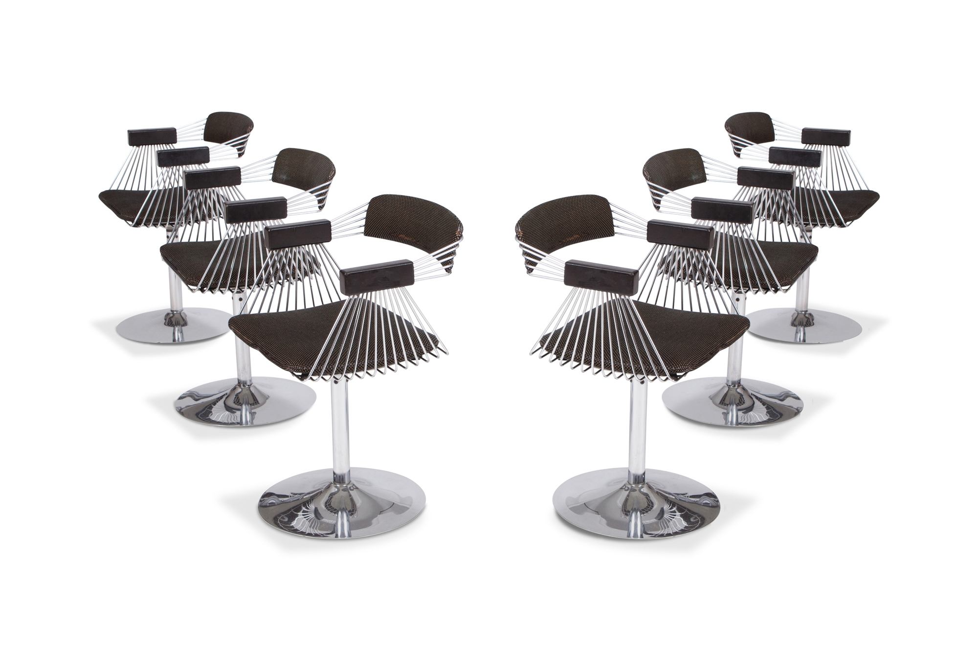 Rudi Verelst Space Age Swivel Armchairs In Chromed Steel - 1970s