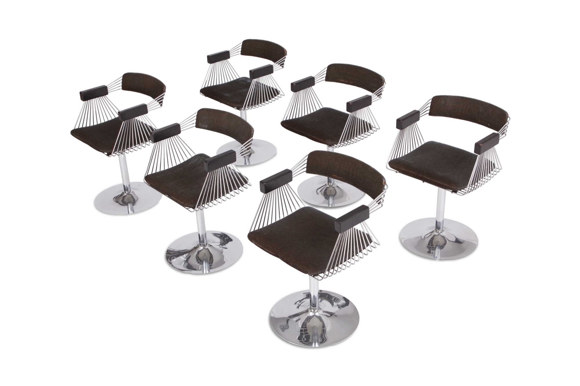 Rudi Verelst Space Age Swivel Armchairs In Chromed Steel - 1970s