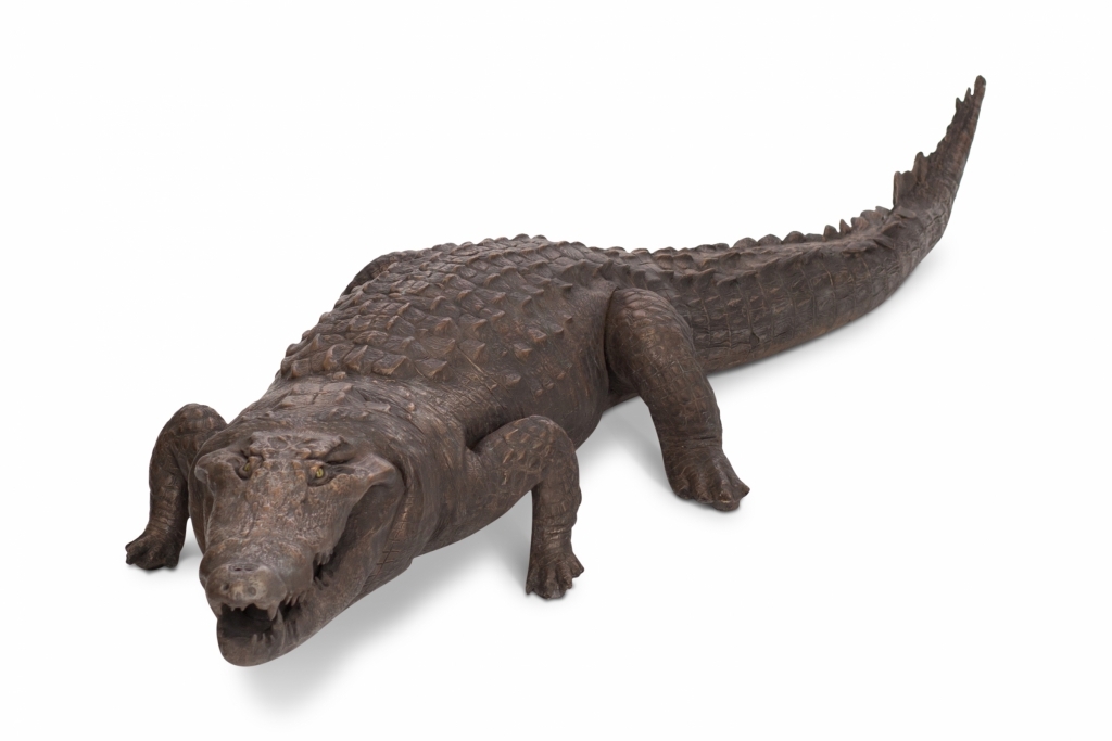 Bronzed Fiber Glass Crocodile - 1980s