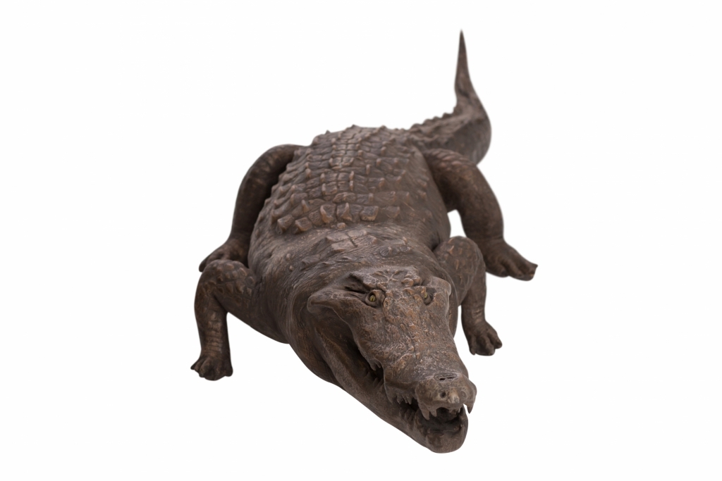 Bronzed Fiber Glass Crocodile - 1980s