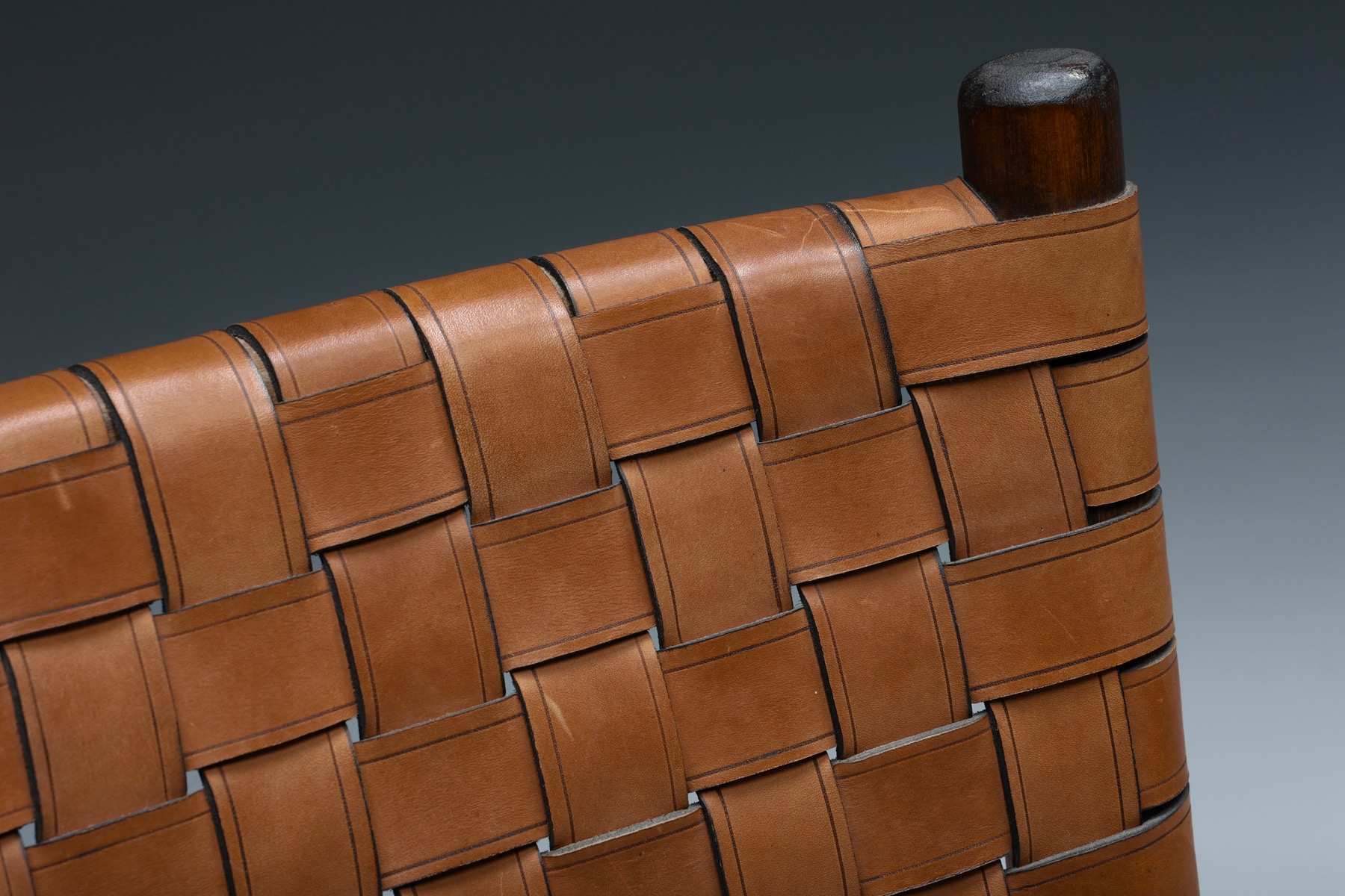 Pair of Rustic Woven Leather Bamboo Armchairs - 1950's