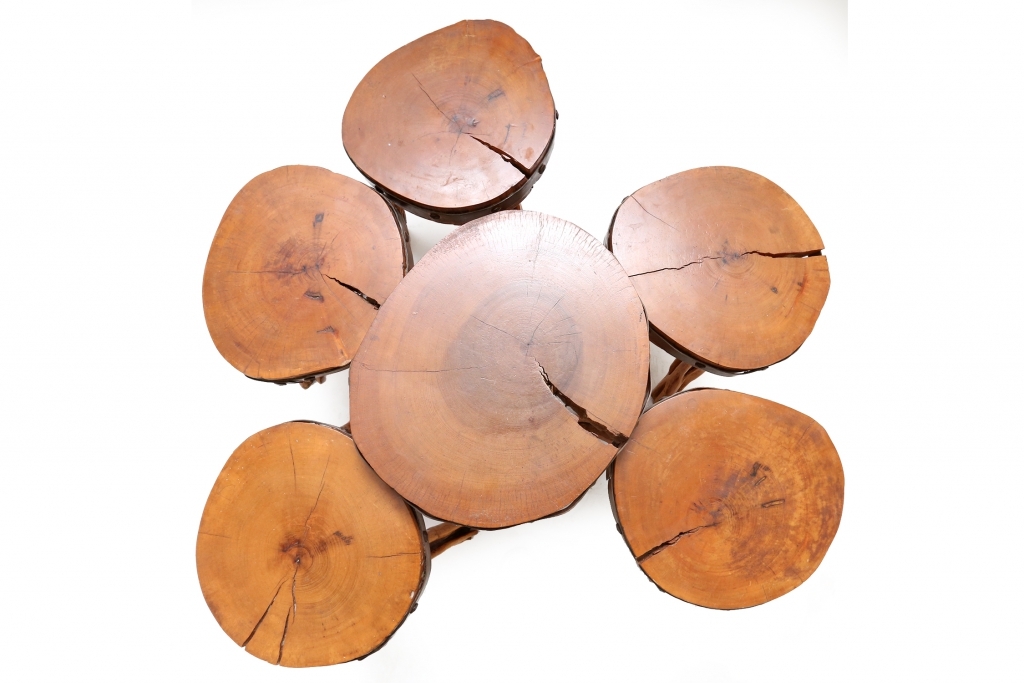 French Wooden Wabi Sabi Stools - 1960s