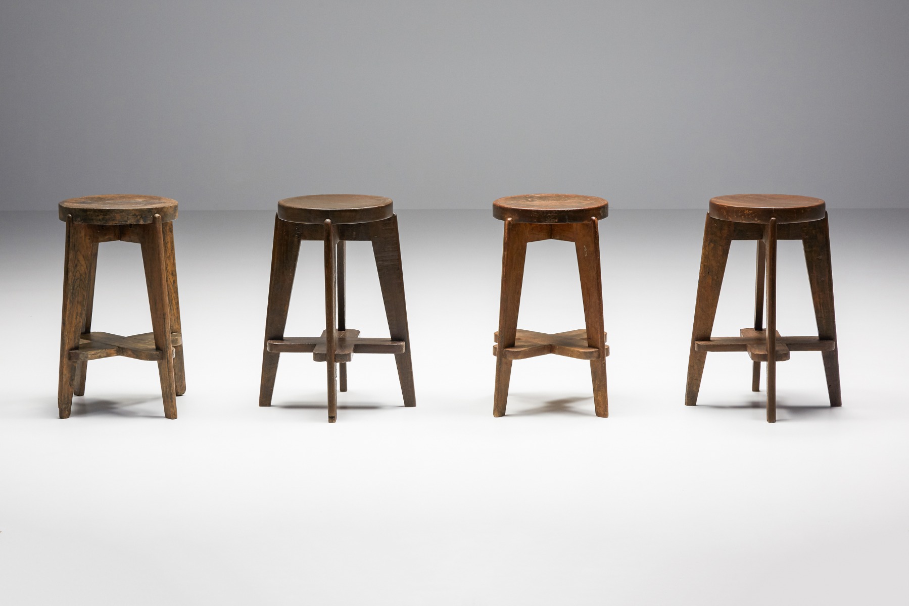 Set of Chandigarh Stools 'CB' by Pierre Jeanneret - 1965