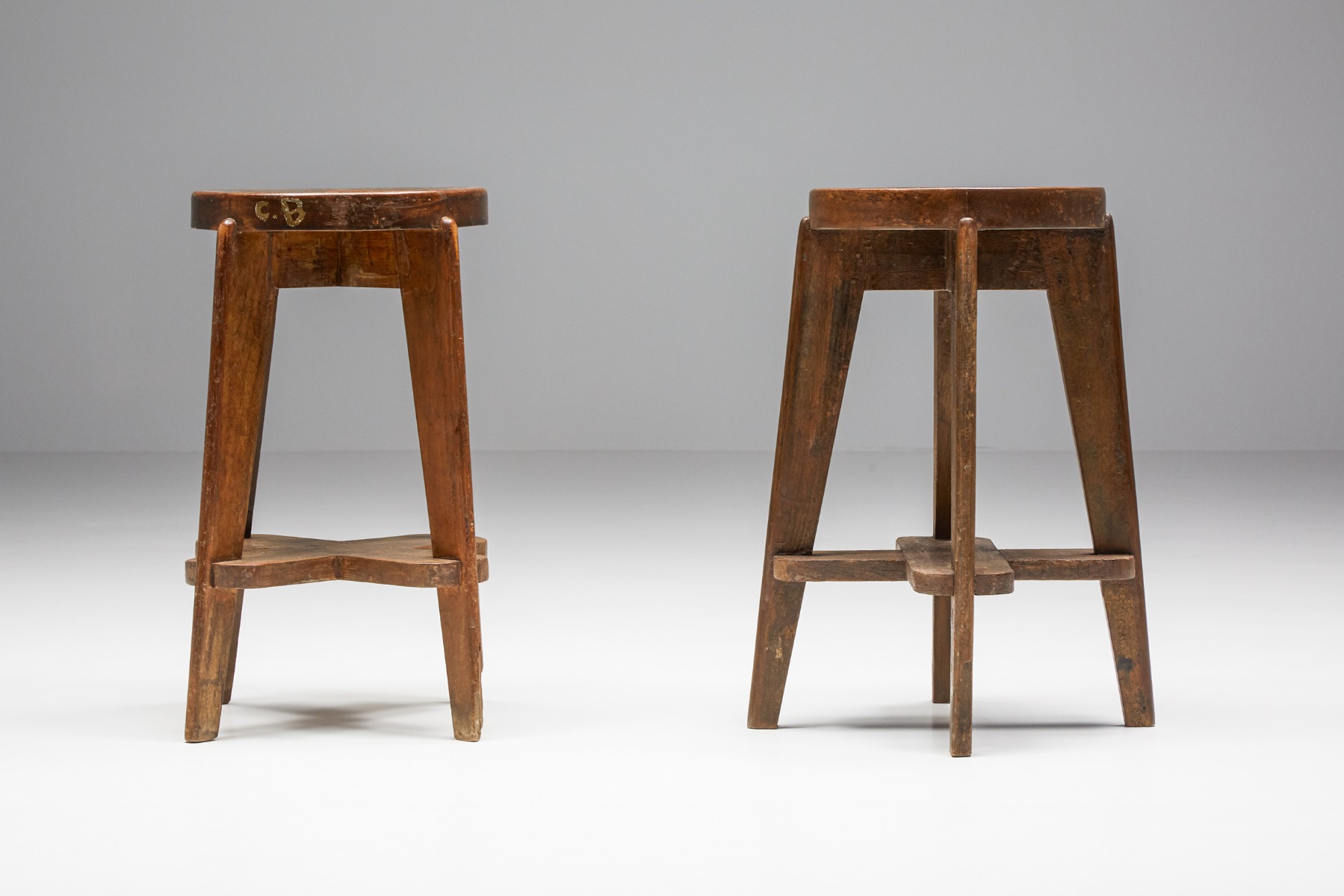 Set of Chandigarh Stools 'CB' by Pierre Jeanneret - 1965