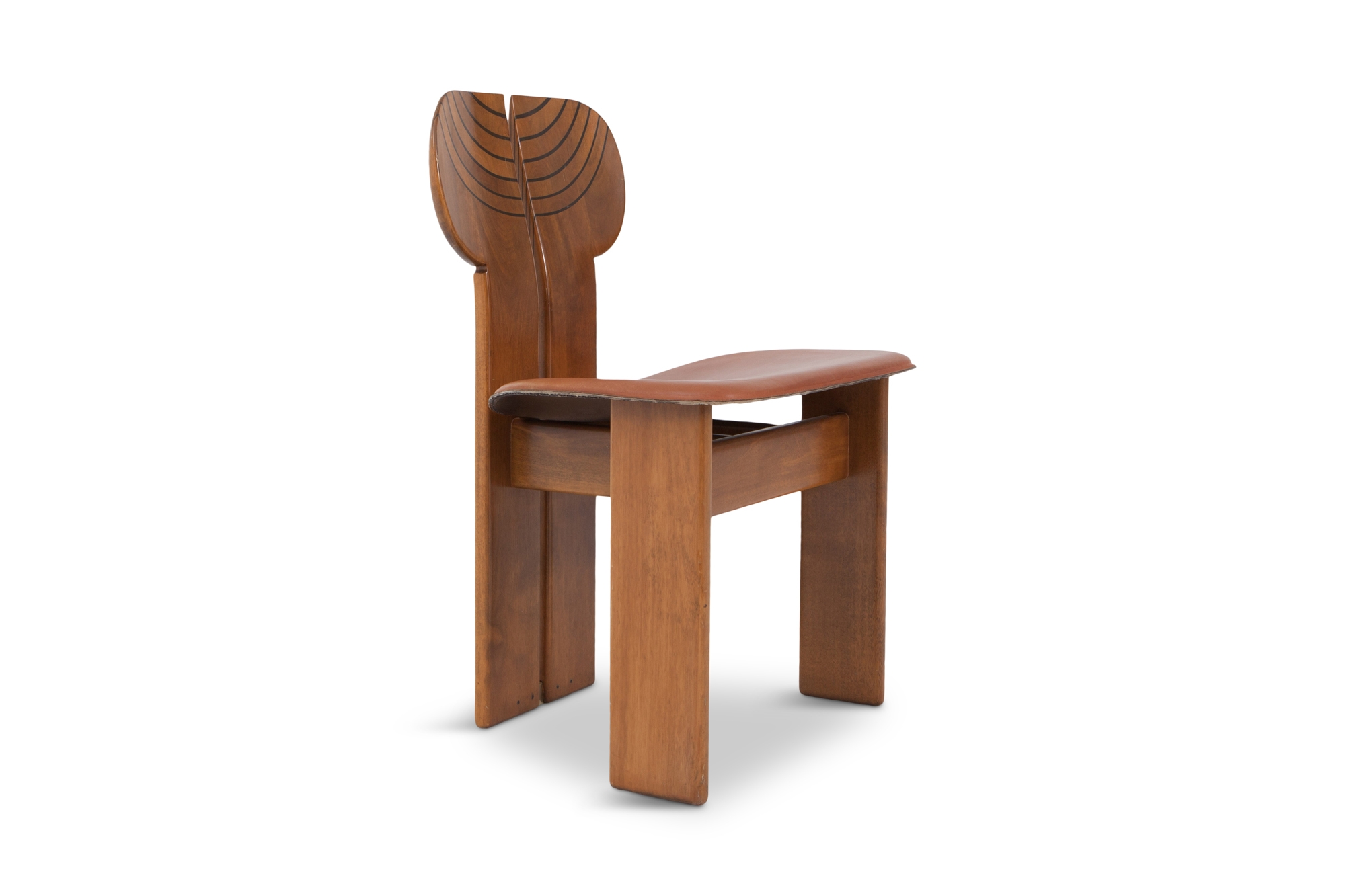 Afra and Tobia Scarpa Africa Chairs With Cognac Leather Seating - 1975