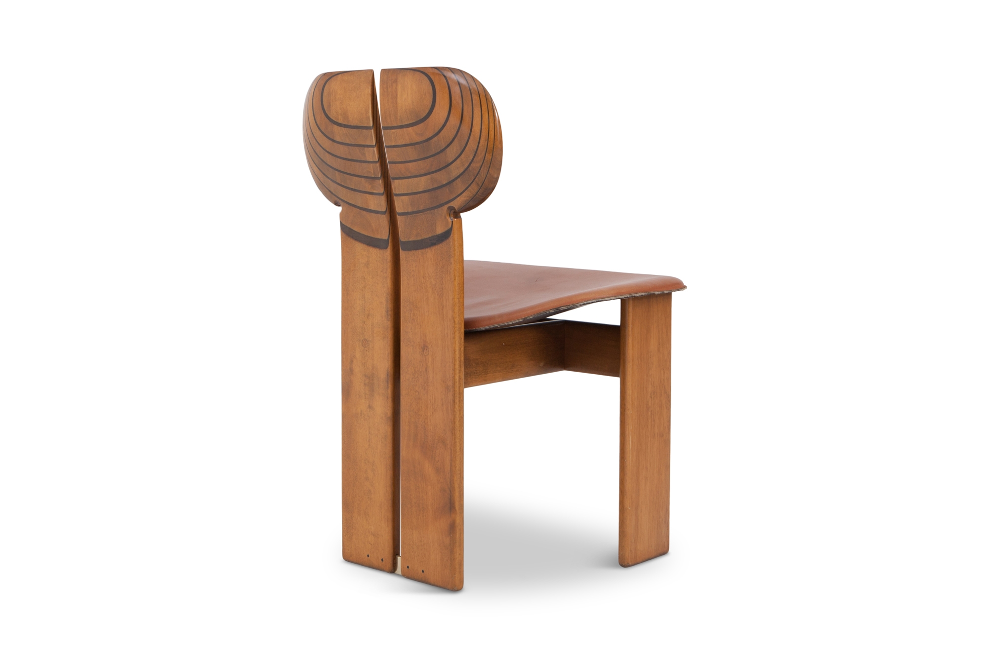 Afra and Tobia Scarpa Africa Chairs With Cognac Leather Seating - 1975
