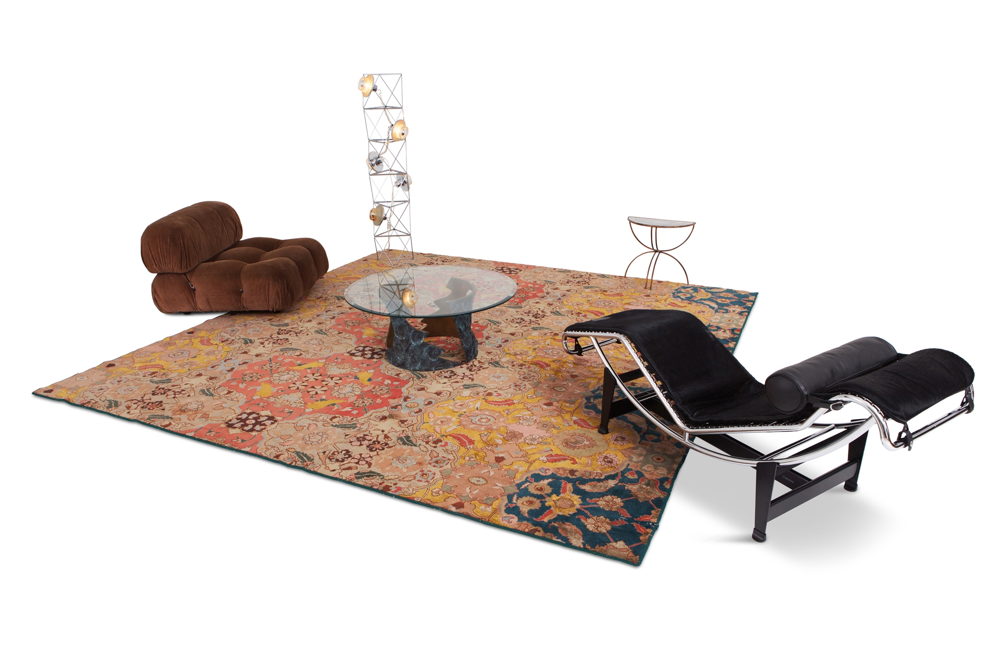 Agra Carpet In Wool & Silk - 1930s