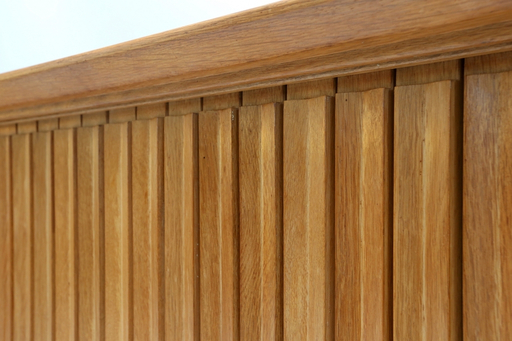Oak Credenza With Ceramic Inlay, Guillaume Et Chambron - 1960s