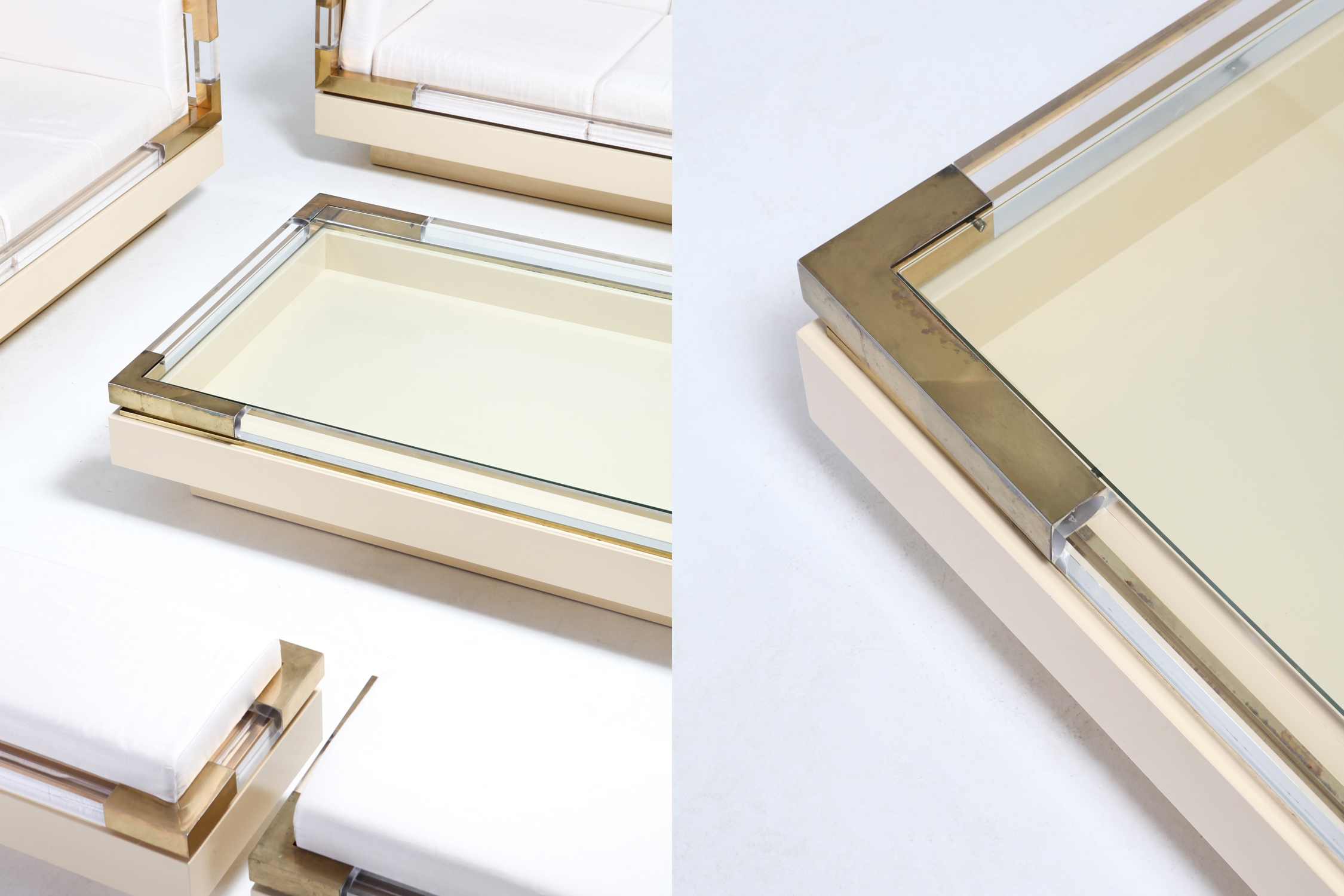 Brass & Lucite Living Room Set by Charles Hollis Jones - 1970s