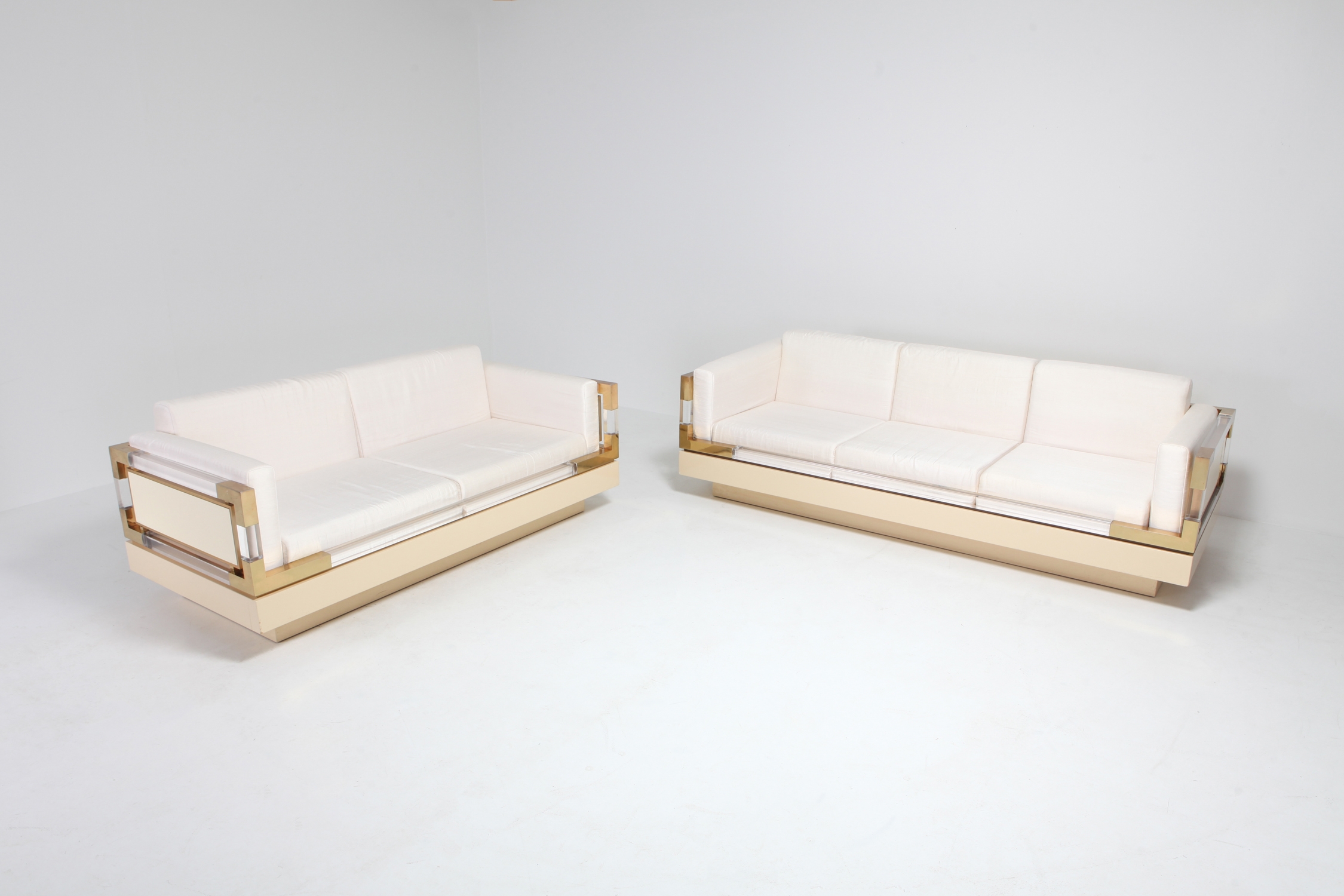 Brass & Lucite Living Room Set by Charles Hollis Jones - 1970s