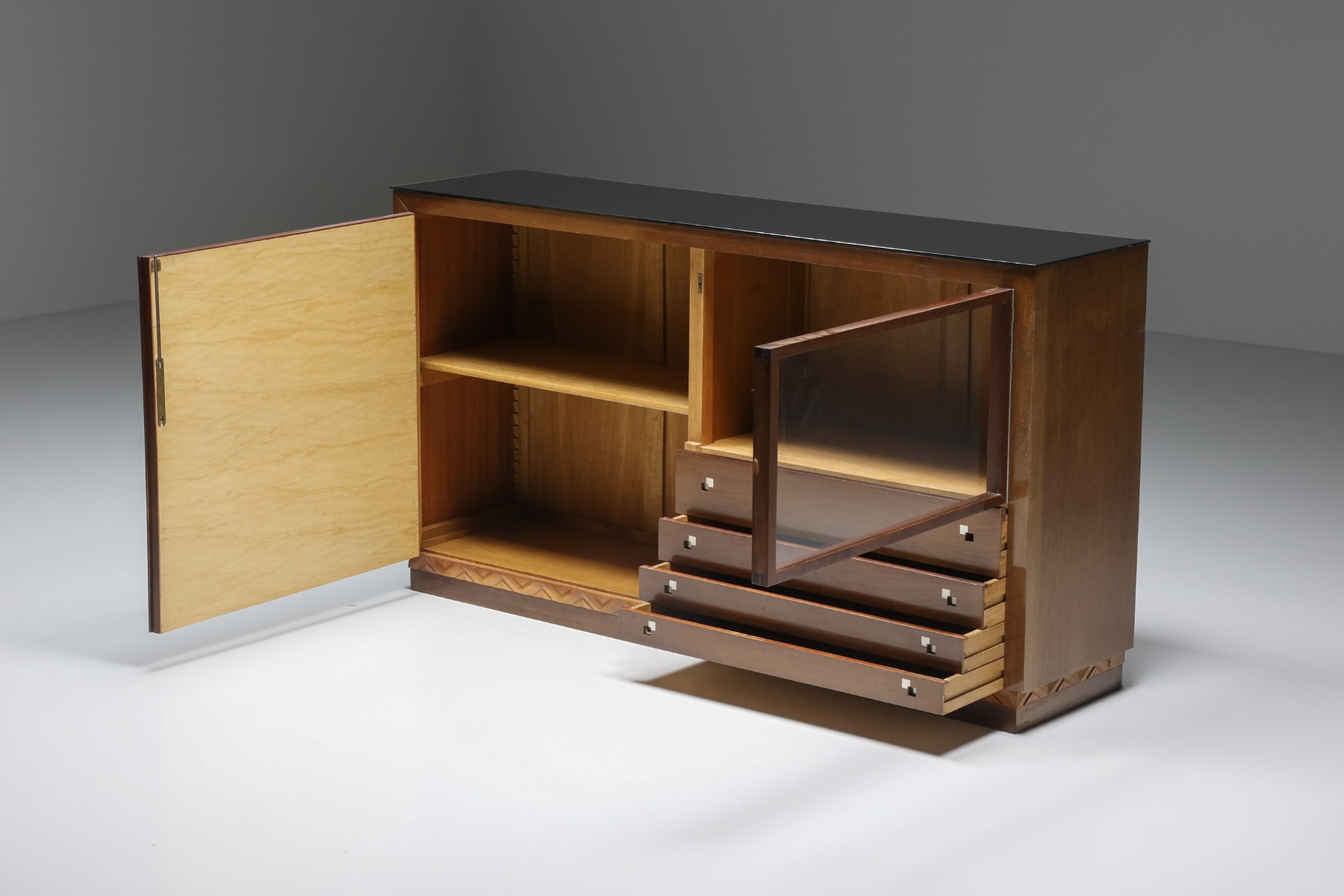 Burl Art Deco Credenza by Charles Van Beerleire - 1940s