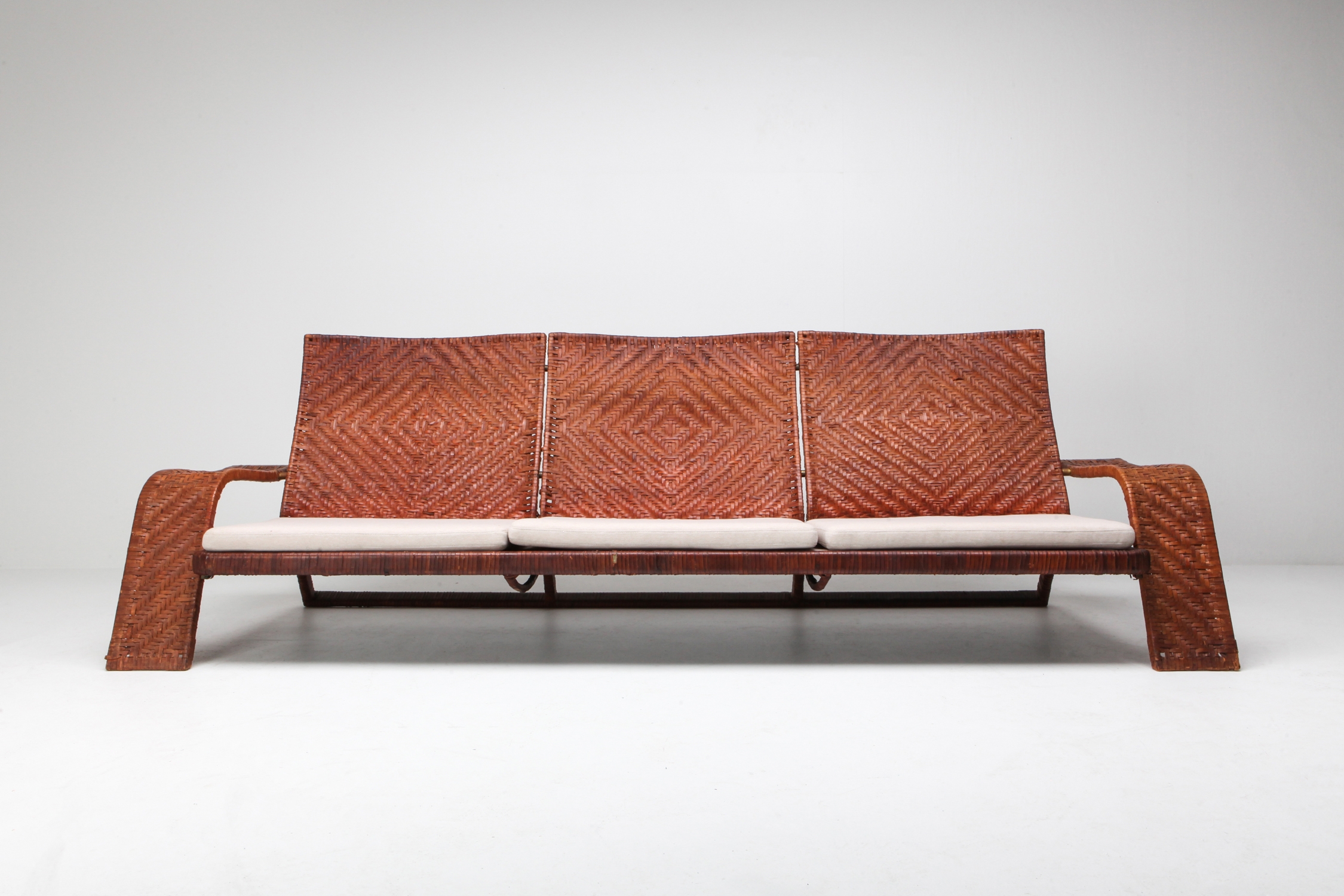 Marzio Cecchi Woven Leather Postmodern Sofa - 1990s