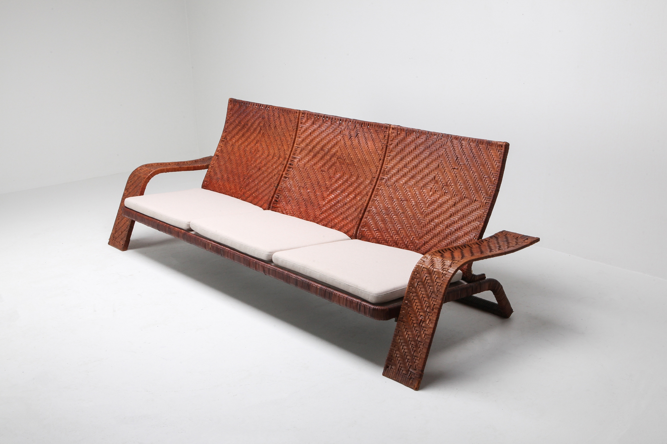 Marzio Cecchi Woven Leather Postmodern Sofa - 1990s