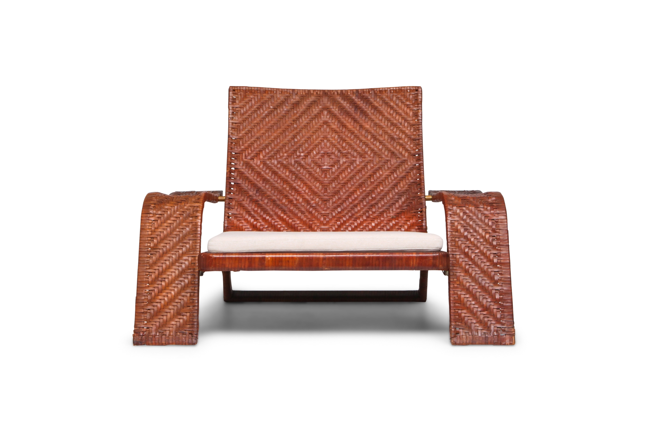 Post-modern Lounge Chair In Woven Leather by Marzio Cecchi - 1970s