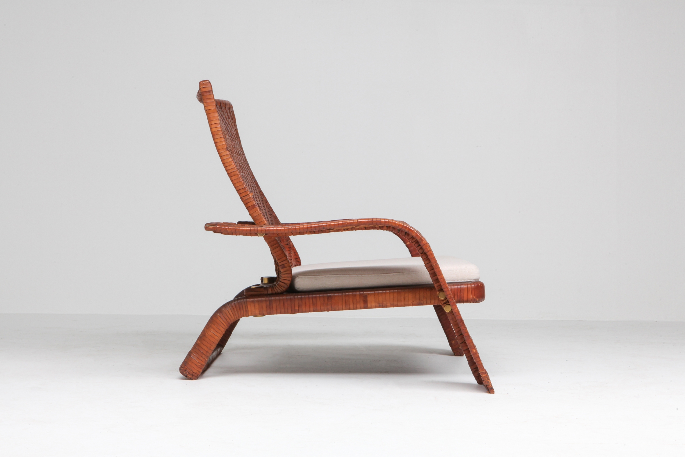 Post-modern Lounge Chair In Woven Leather by Marzio Cecchi - 1970s