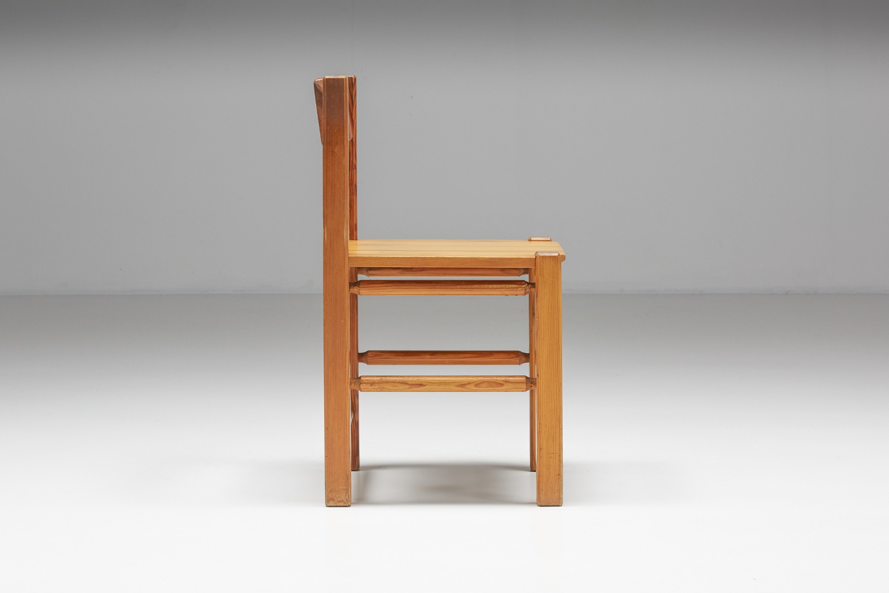 Set Of Charlotte Perriand Inspired Pine Dining Chairs - 1960's