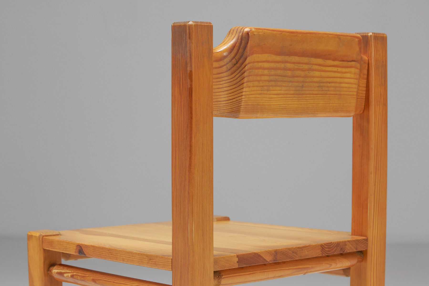 Set Of Charlotte Perriand Inspired Pine Dining Chairs - 1960's
