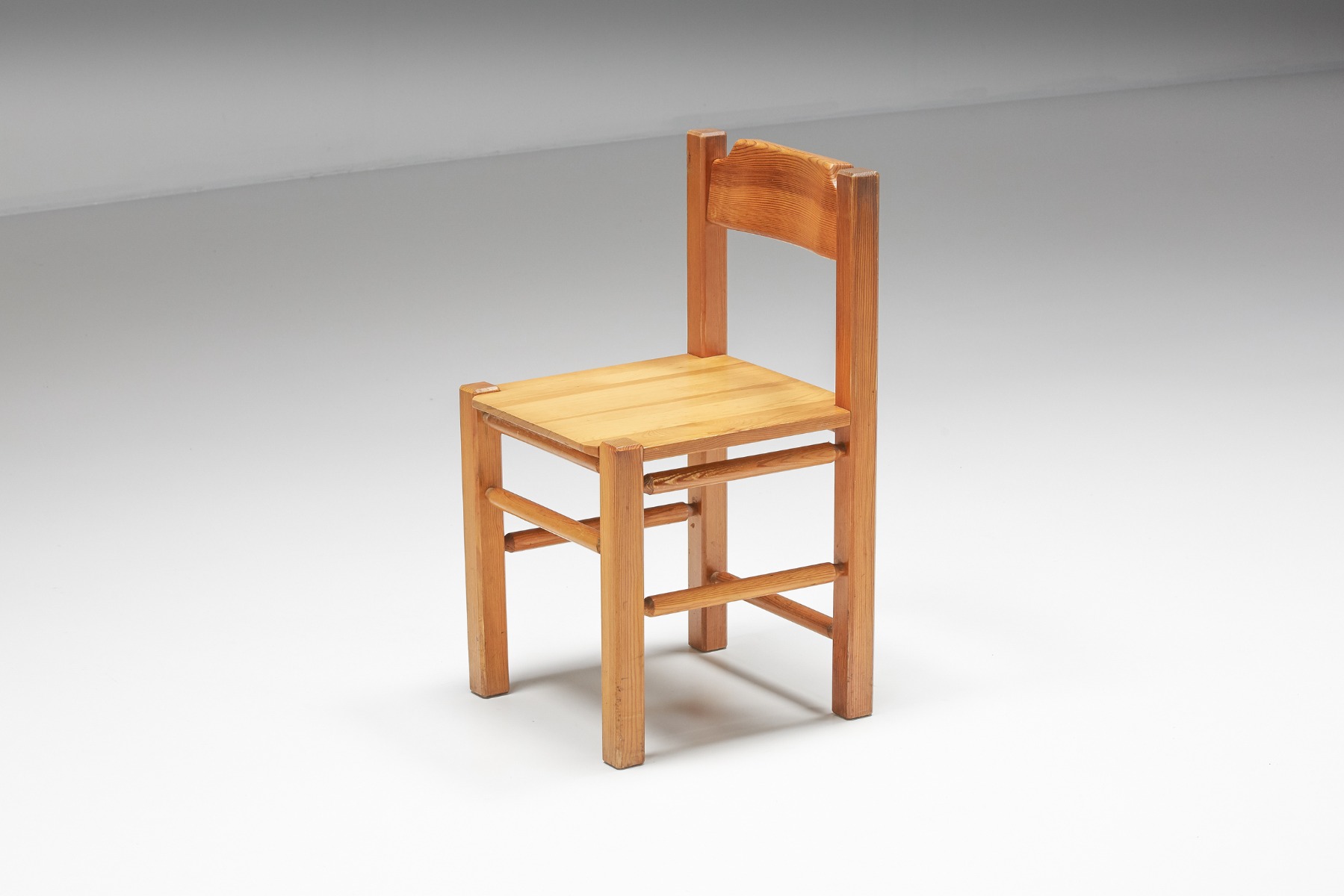 Set Of Charlotte Perriand Inspired Pine Dining Chairs - 1960's