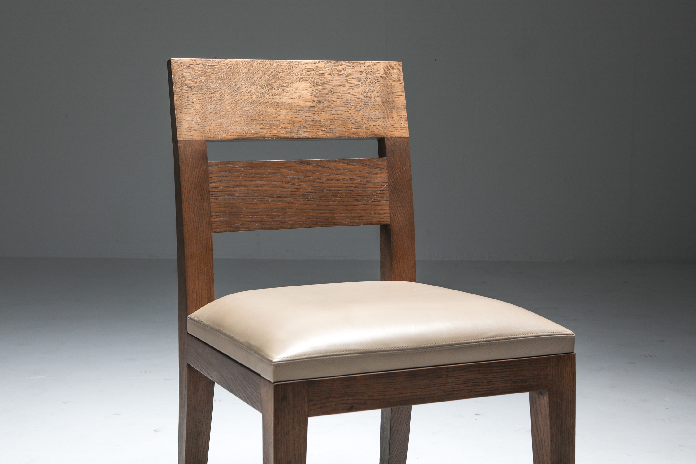 Liaigre Dining Chairs set of six in Stained Oak and Leather - 1999