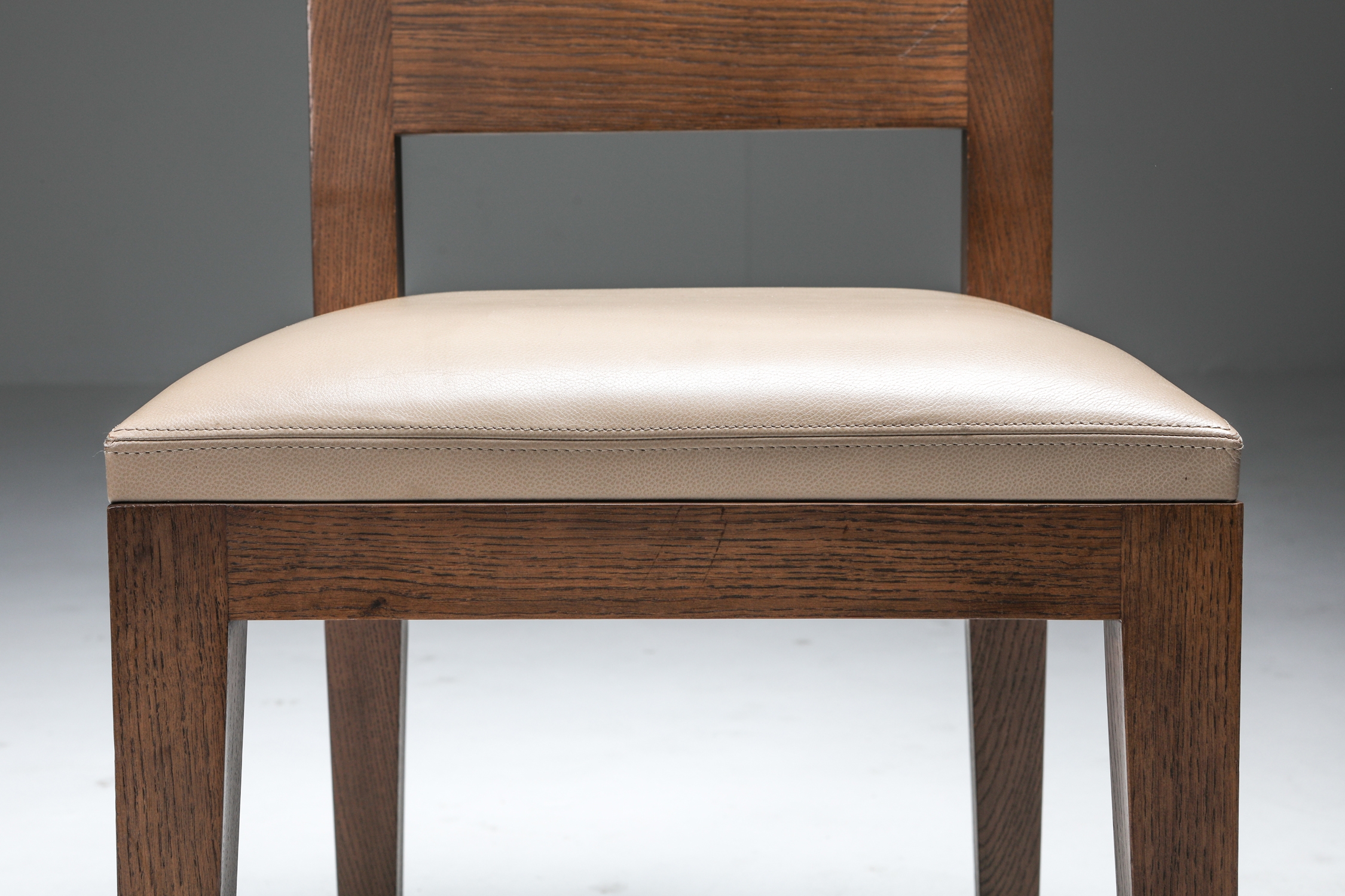 Liaigre Dining Chairs set of six in Stained Oak and Leather - 1999