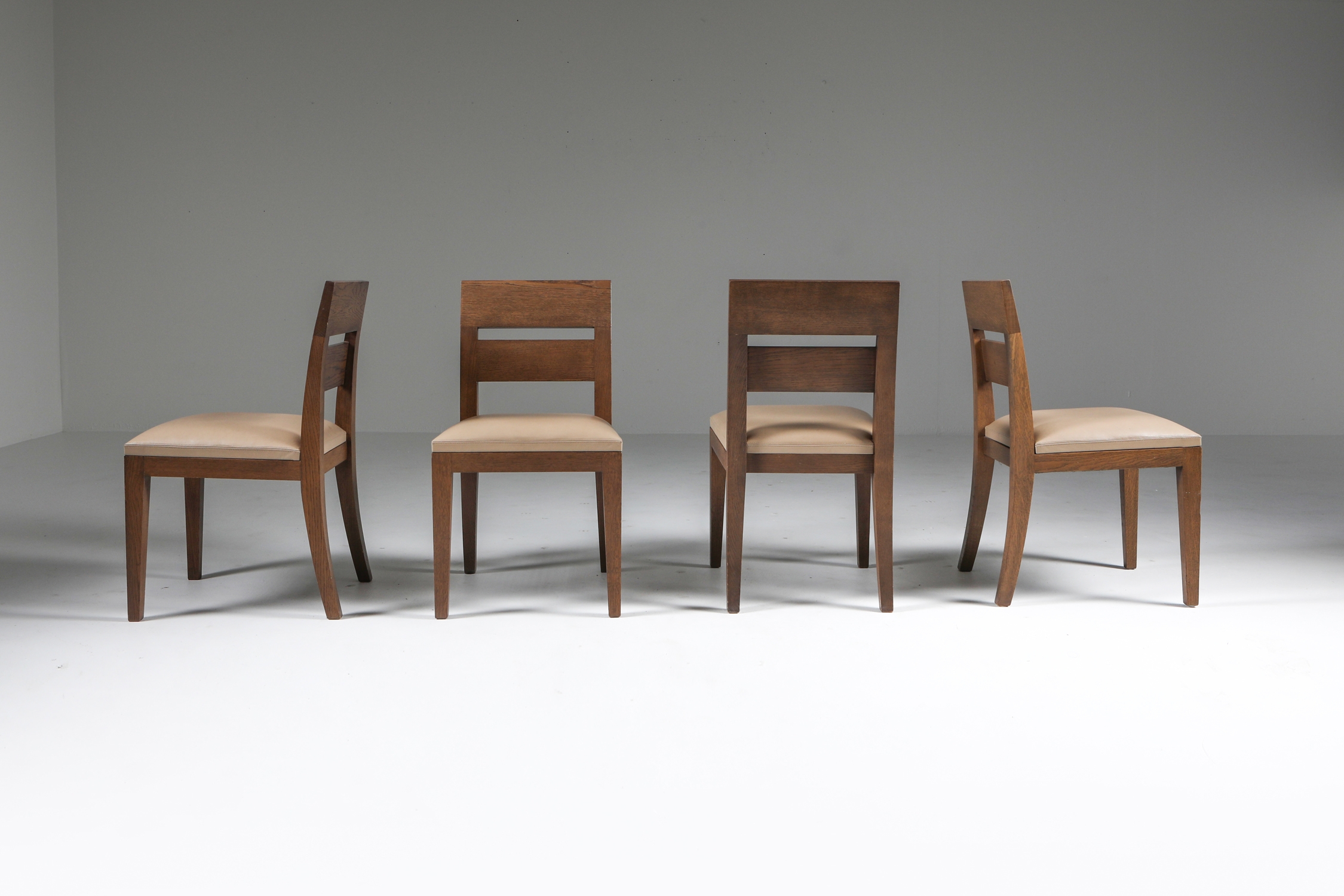 Liaigre Dining Chairs set of six in Stained Oak and Leather - 1999
