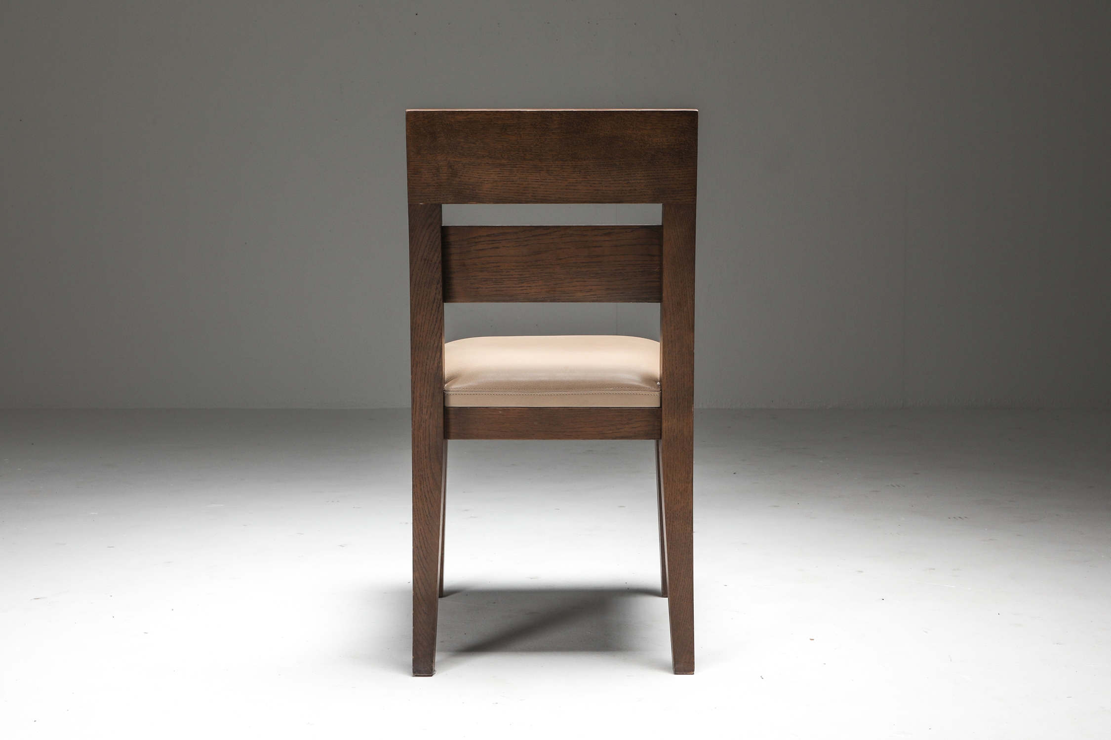 Liaigre Dining Chairs set of six in Stained Oak and Leather - 1999