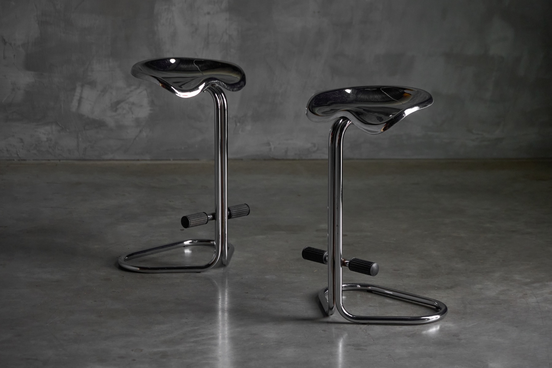Chrome Tractor Stools by Rodney Kinsman for Bieffeplast, Italy - 1960s