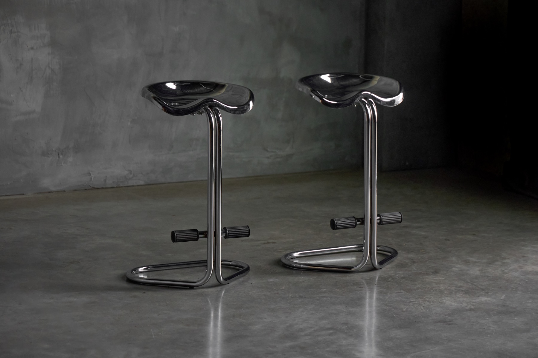 Chrome Tractor Stools by Rodney Kinsman for Bieffeplast, Italy - 1960s